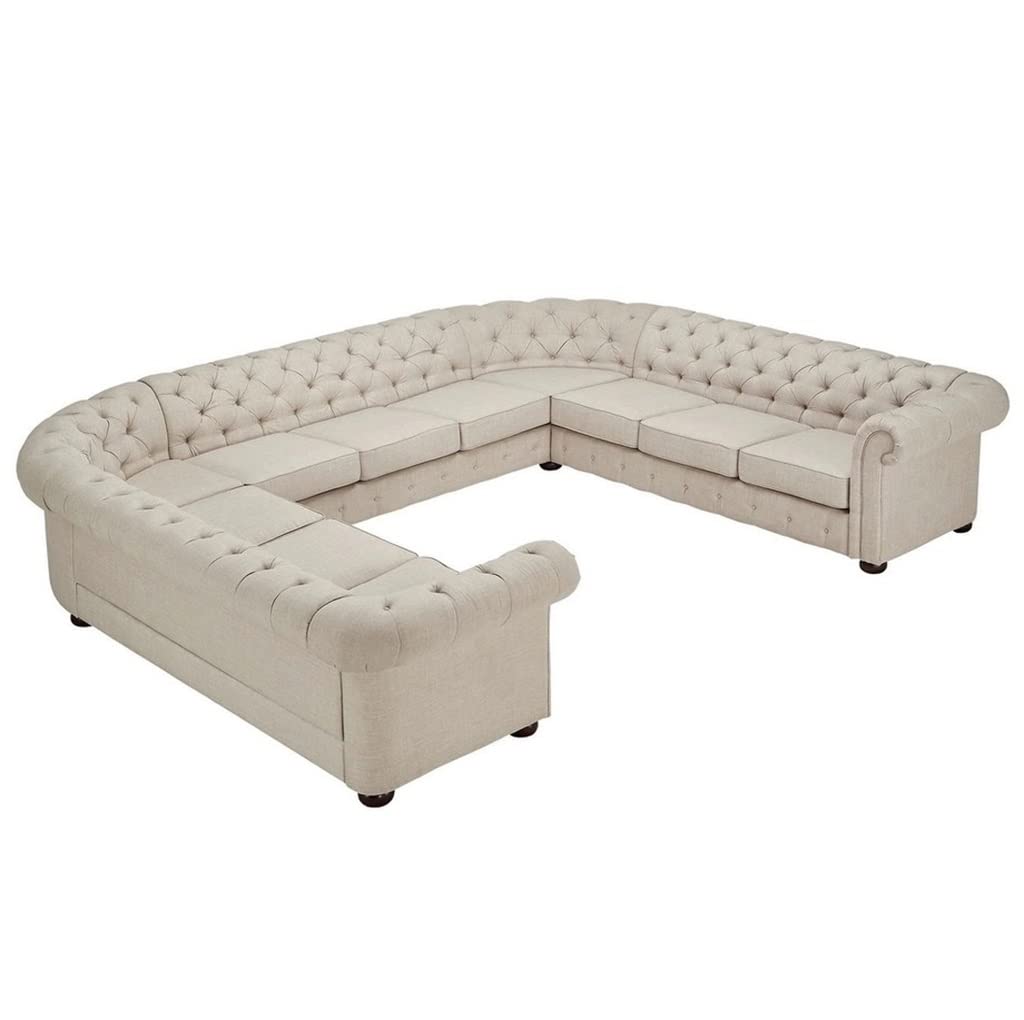 11-Seat Linen Sectional Sofa