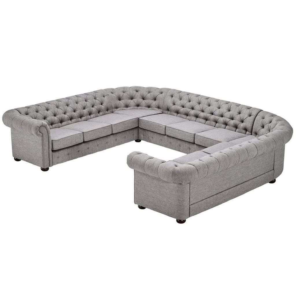 11-Seat Linen Sectional Sofa