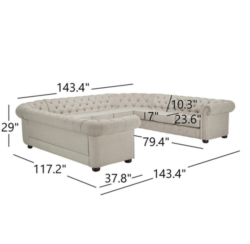 11-Seat Linen Sectional Sofa