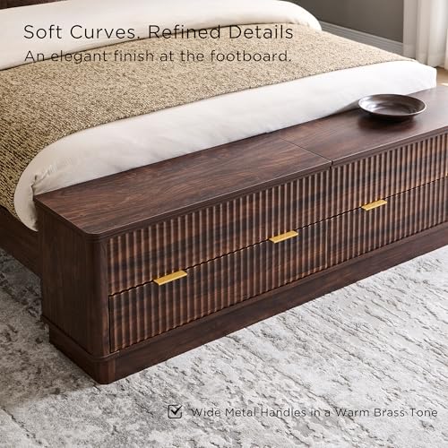 Fluted Storage Bed Frame with Wingback Headboard