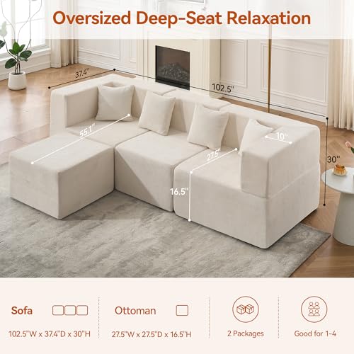 Modular Sectional Sofa with Ottoman