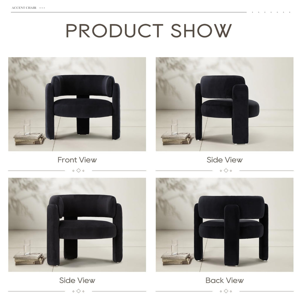 Modern Velvet Barrel Accent Chair