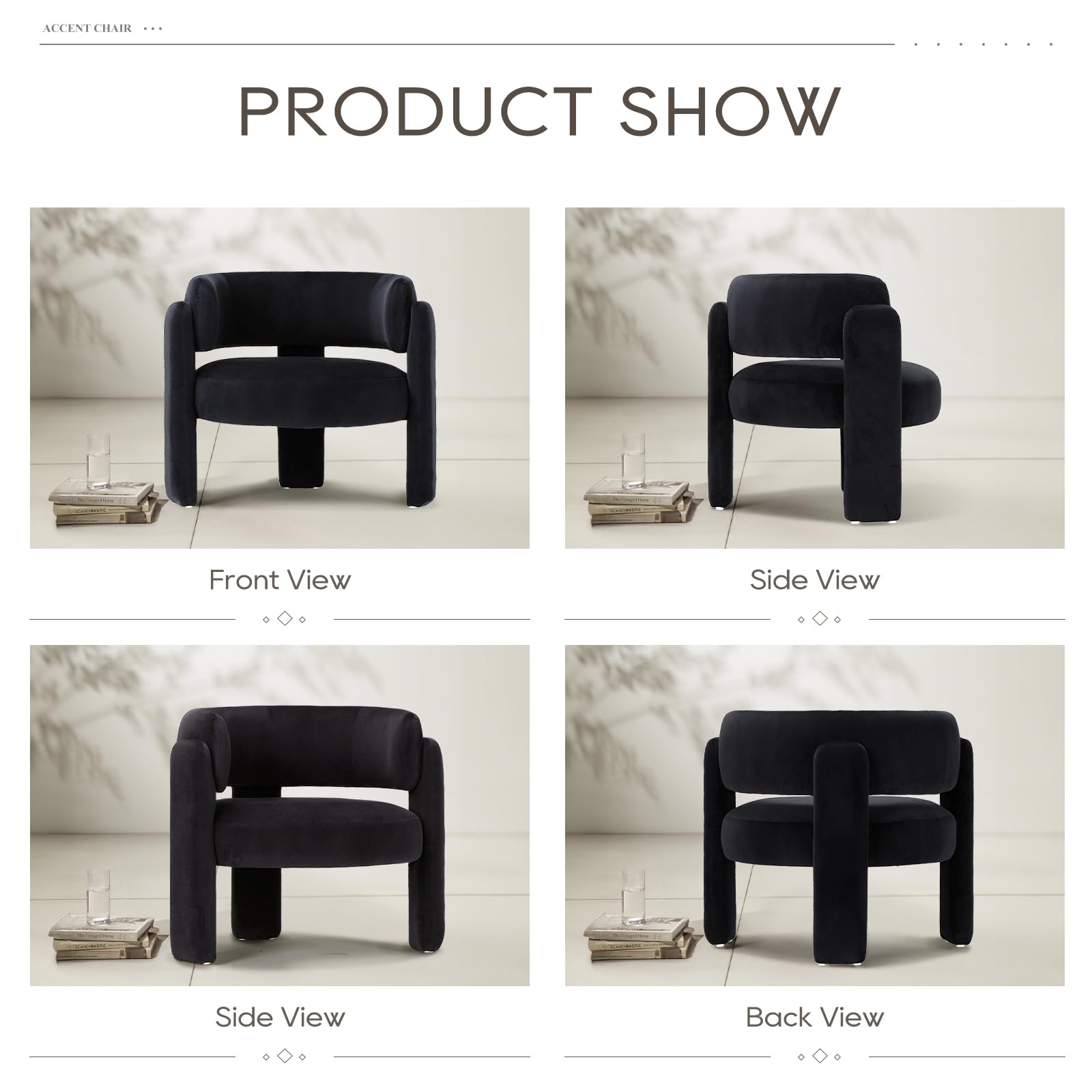 Modern Velvet Barrel Accent Chair