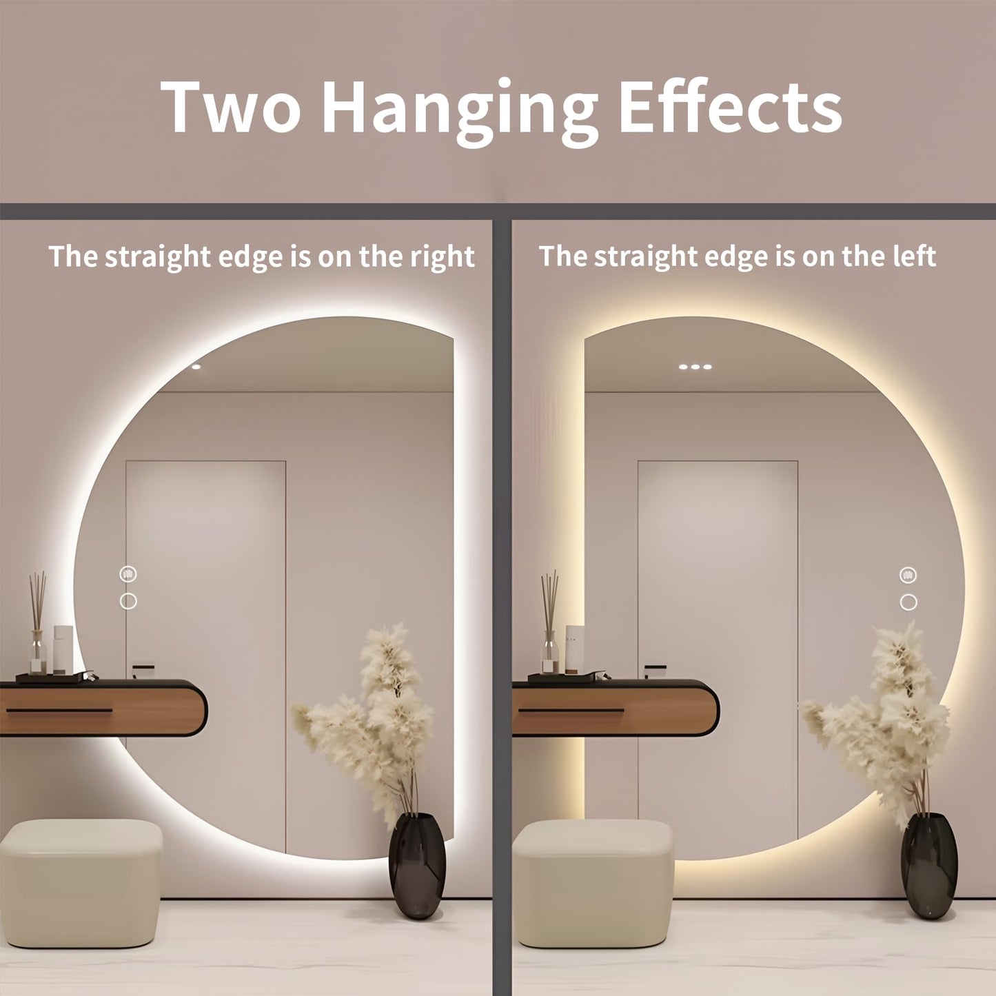 Modern Half Moon LED Wall Mirror