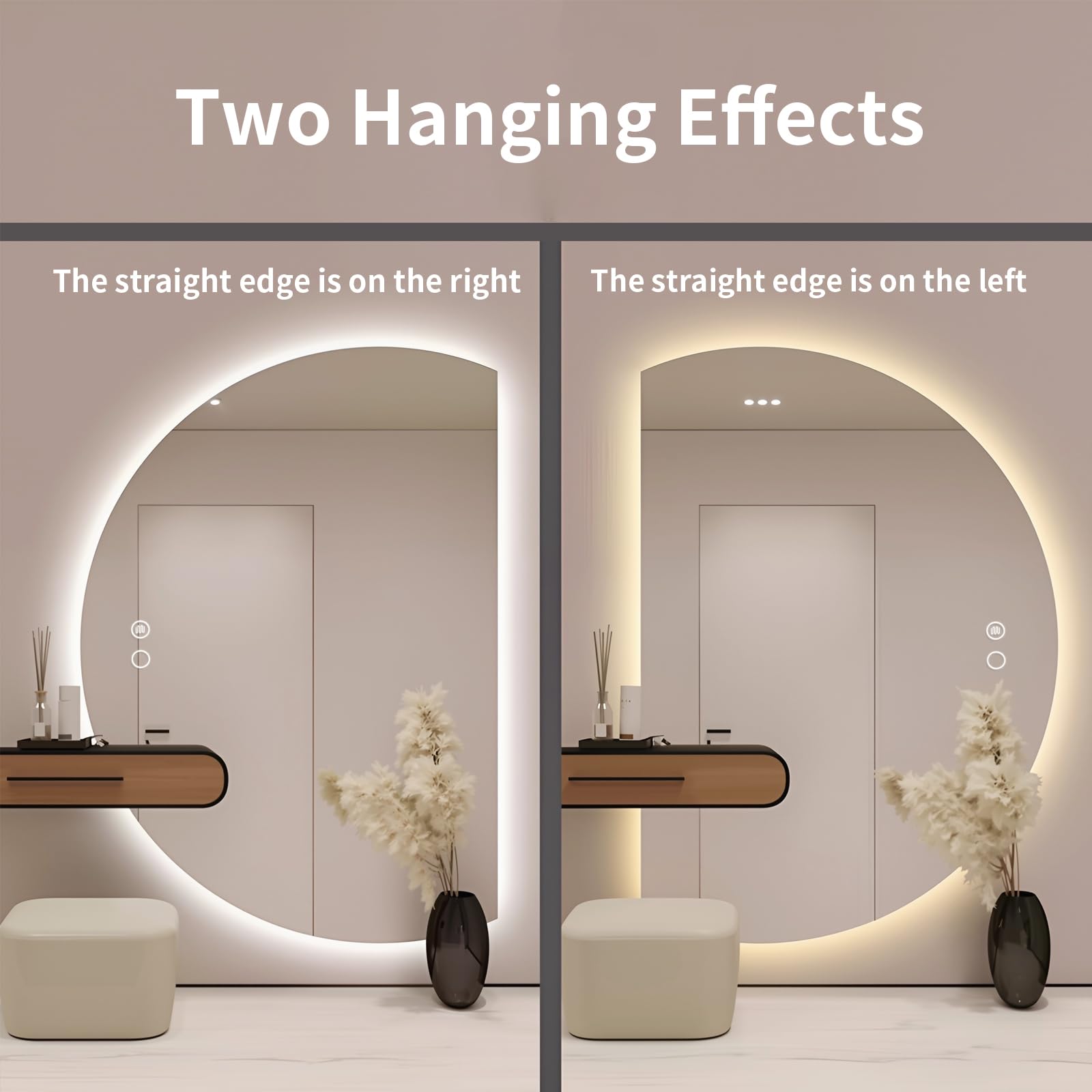 Modern Half Moon LED Wall Mirror