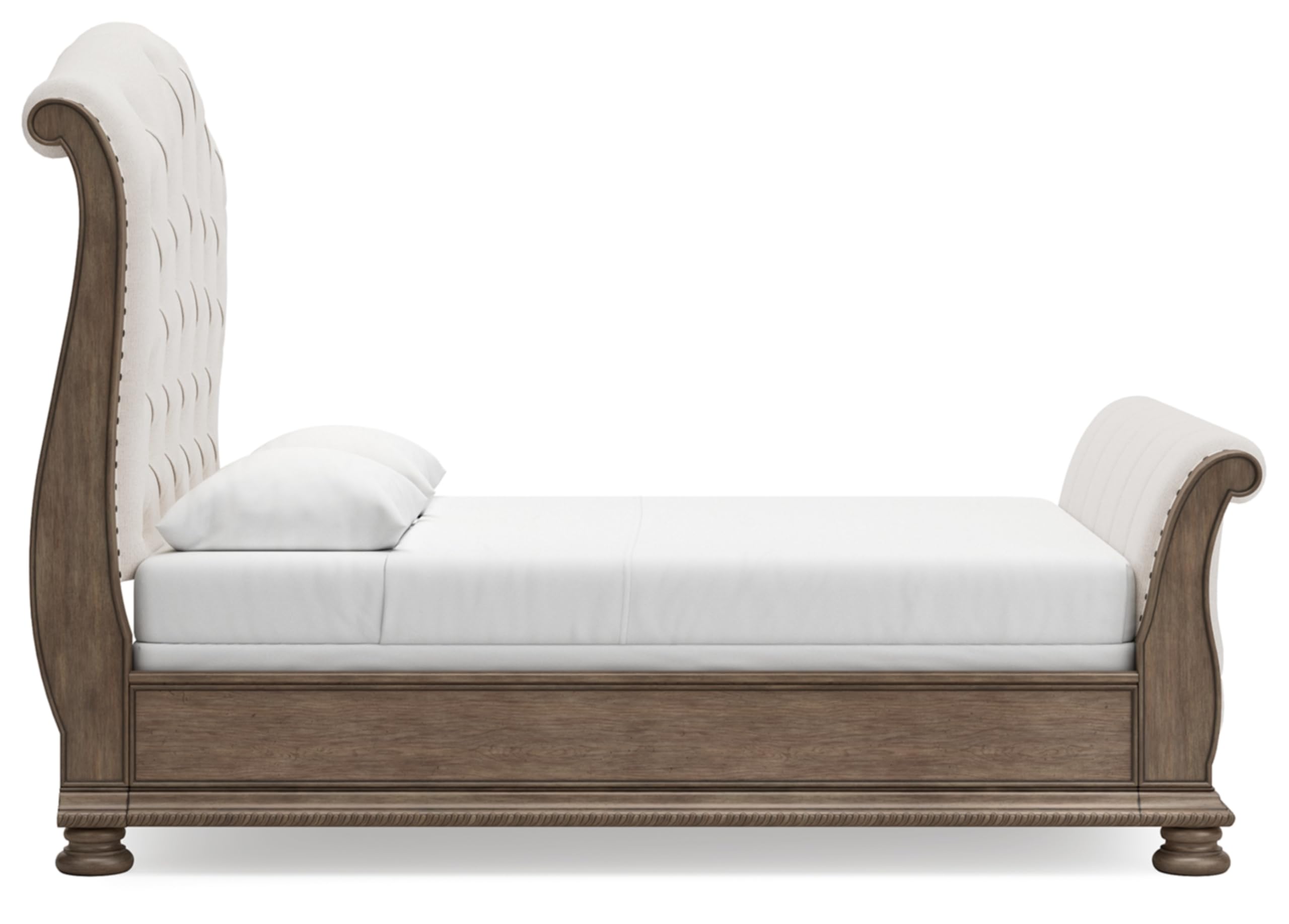 Traditional Tufted Upholstered Sleigh Bed