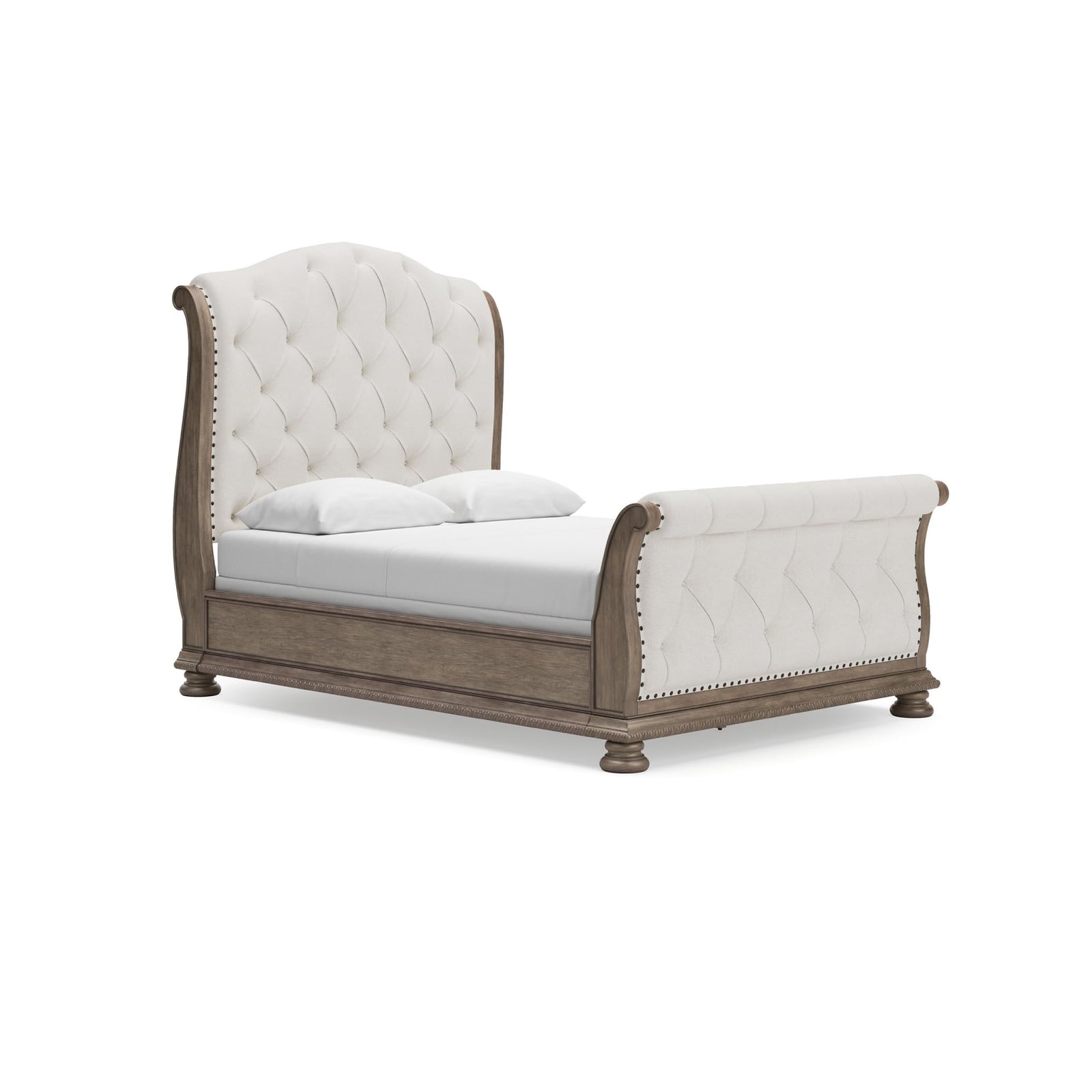 Traditional Tufted Upholstered Sleigh Bed