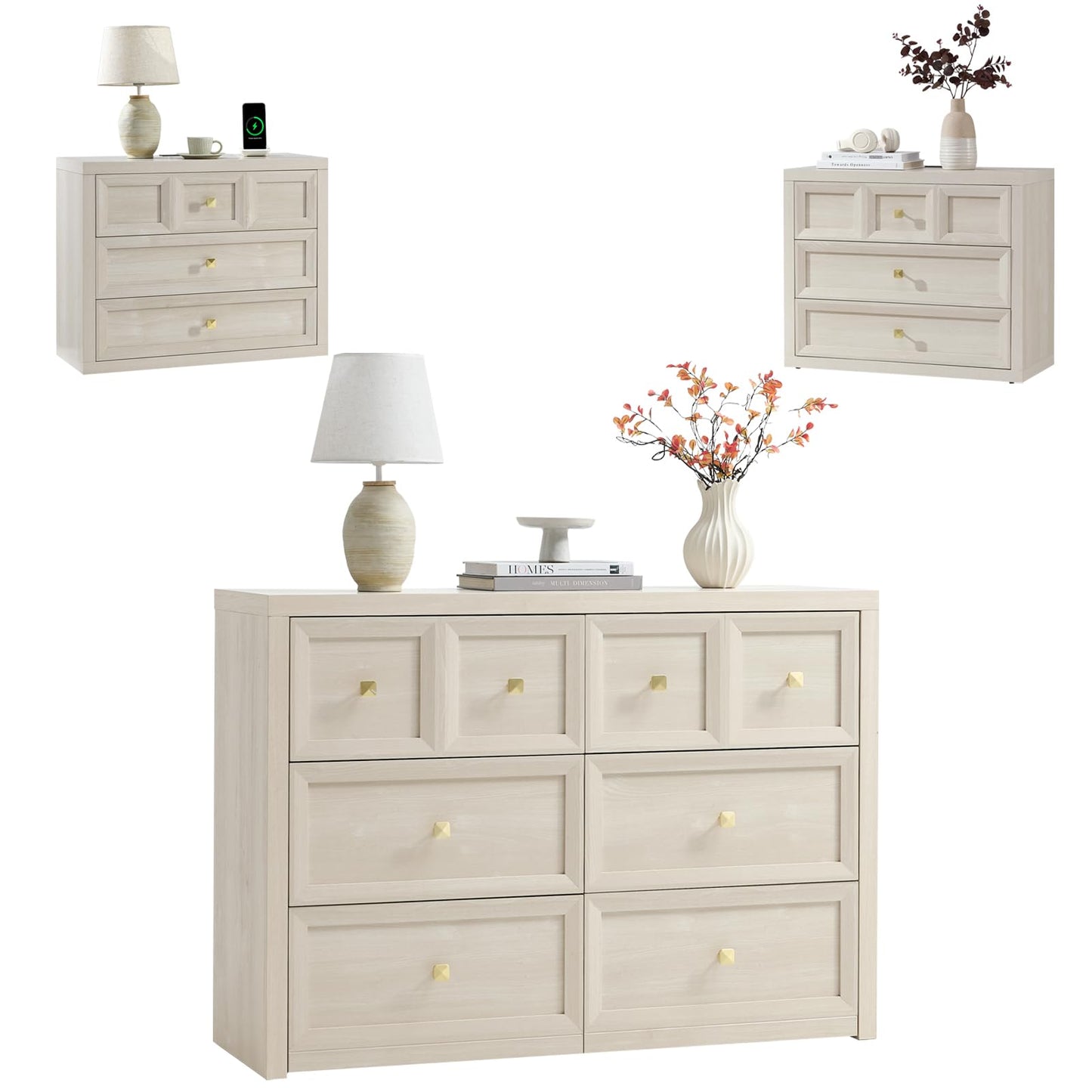 Bedroom Dresser and Nightstands Set