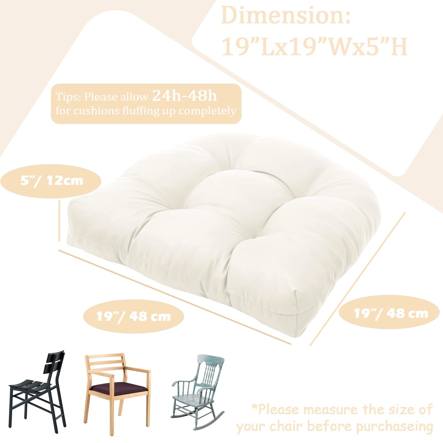 Water-Repellent Outdoor Chair Cushions Set of 2