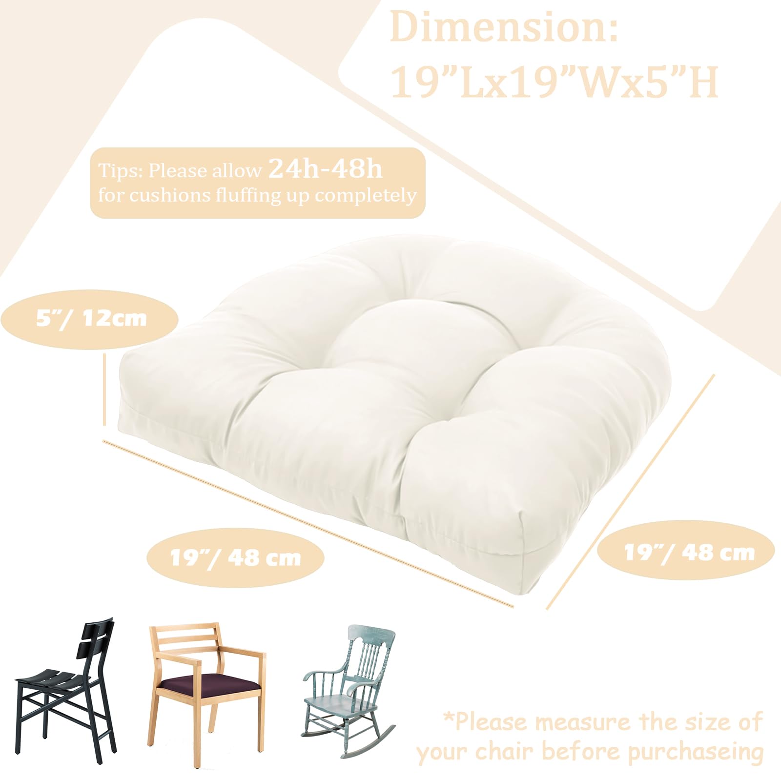 Water-Repellent Outdoor Chair Cushions Set of 2