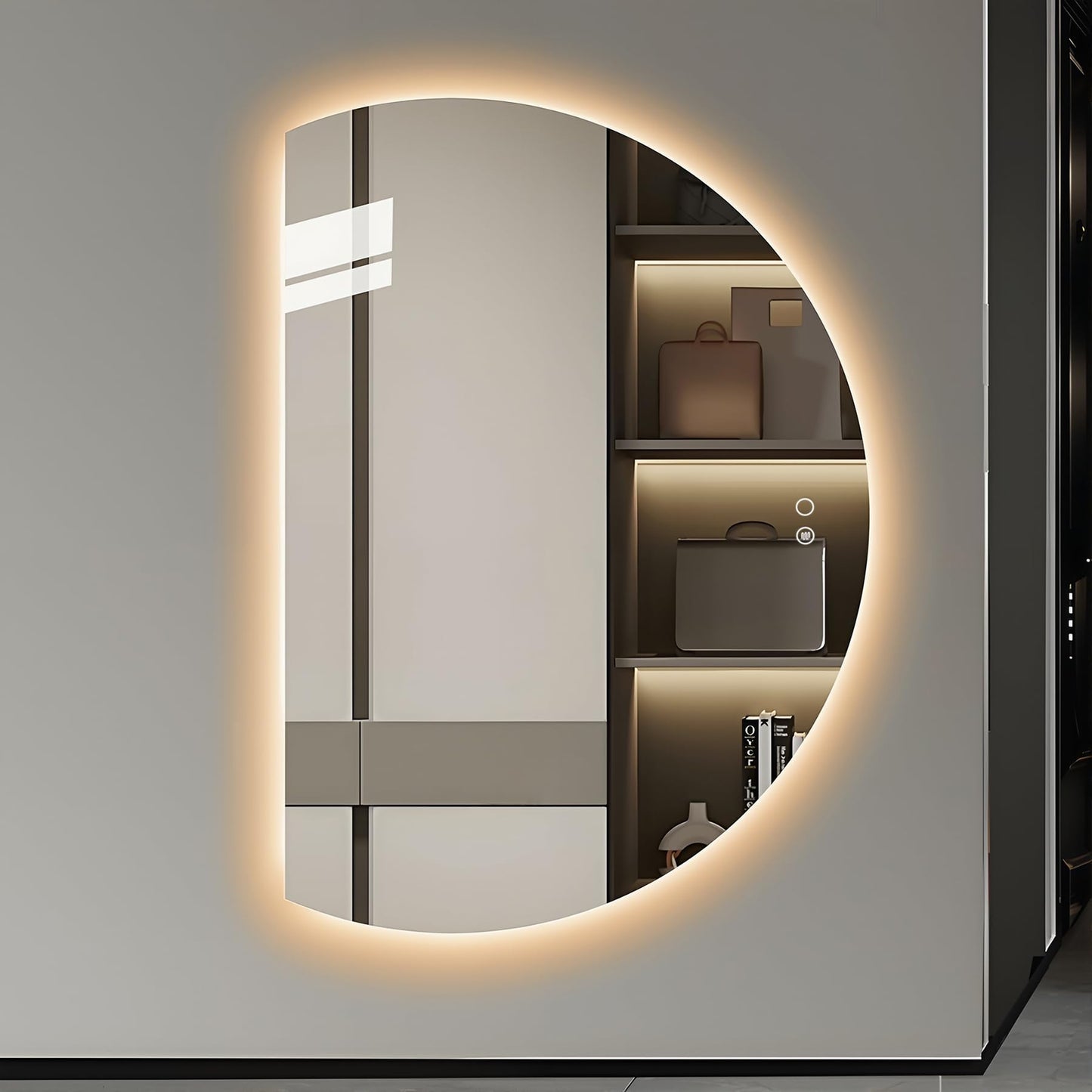 Modern Half Moon LED Wall Mirror
