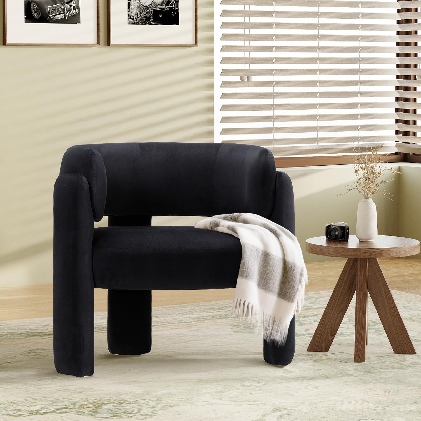 Modern Velvet Barrel Accent Chair