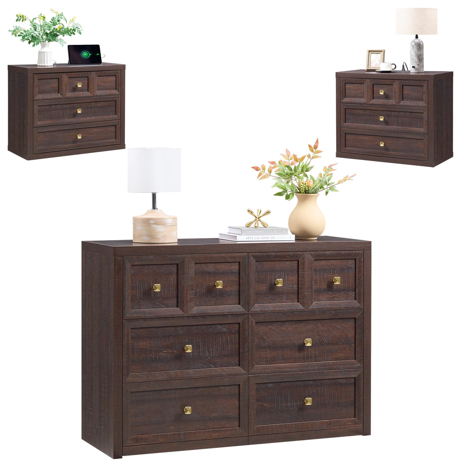 Bedroom Dresser and Nightstands Set