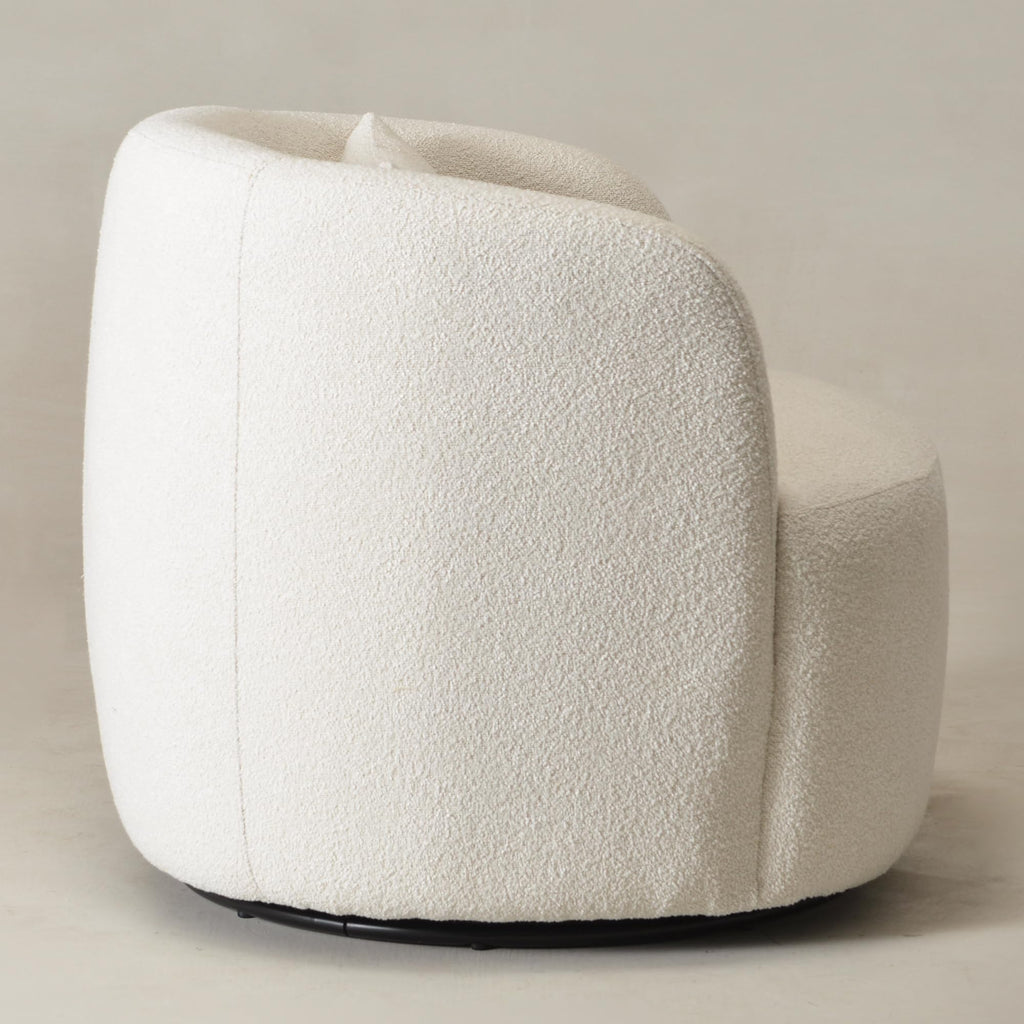 Boucle Swivel Barrel Accent Chairs Set of 2