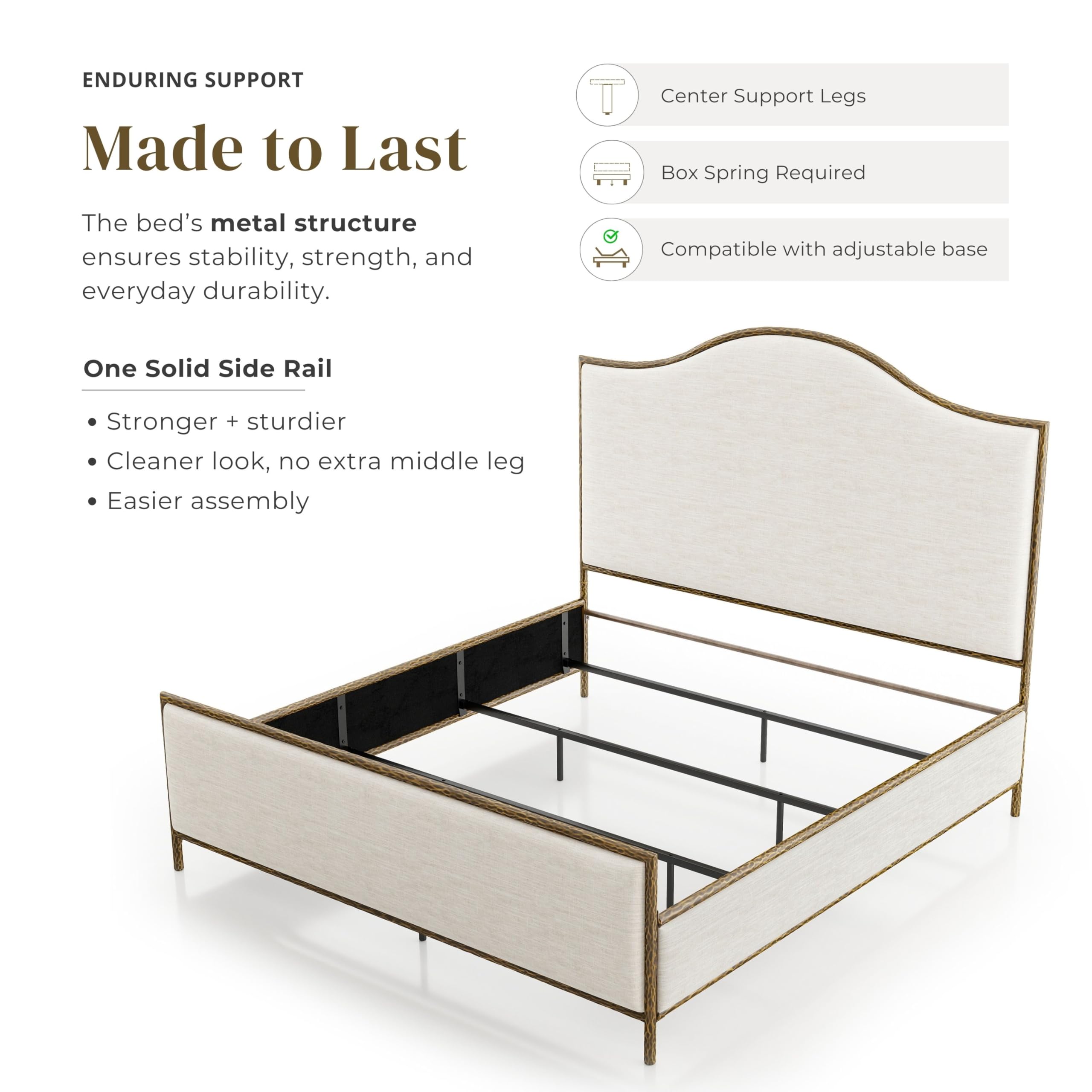 Hammered Metal Upholstered Bed with Headboard
