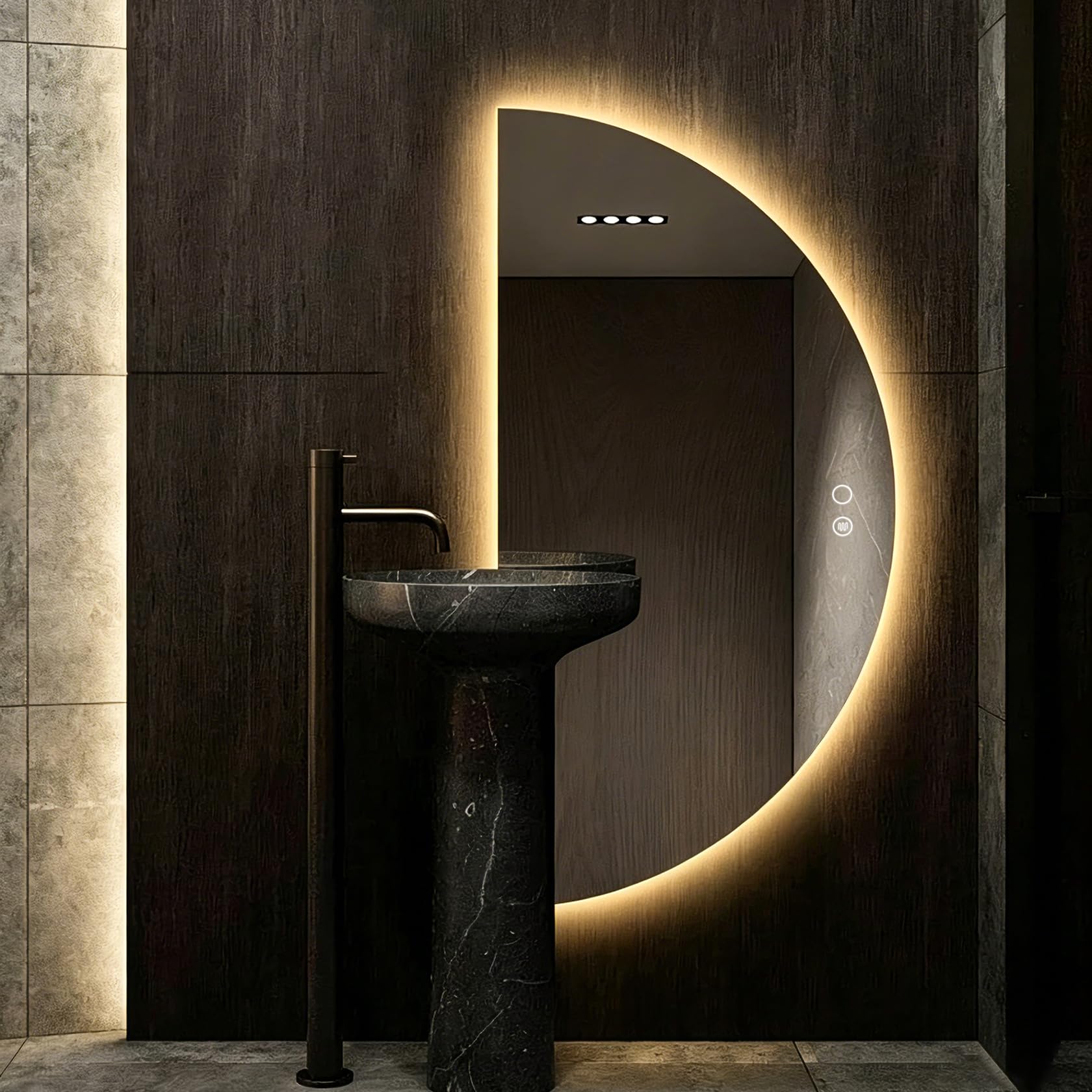 Modern Half Moon LED Wall Mirror