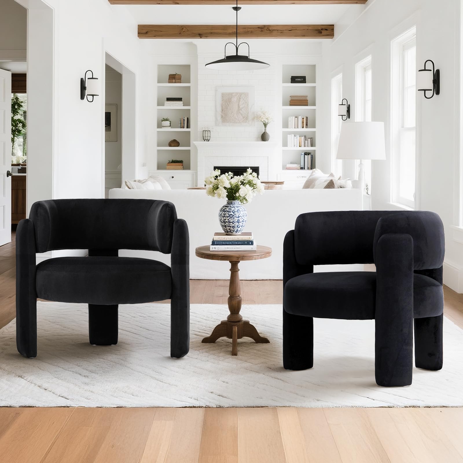 Modern Velvet Barrel Accent Chair