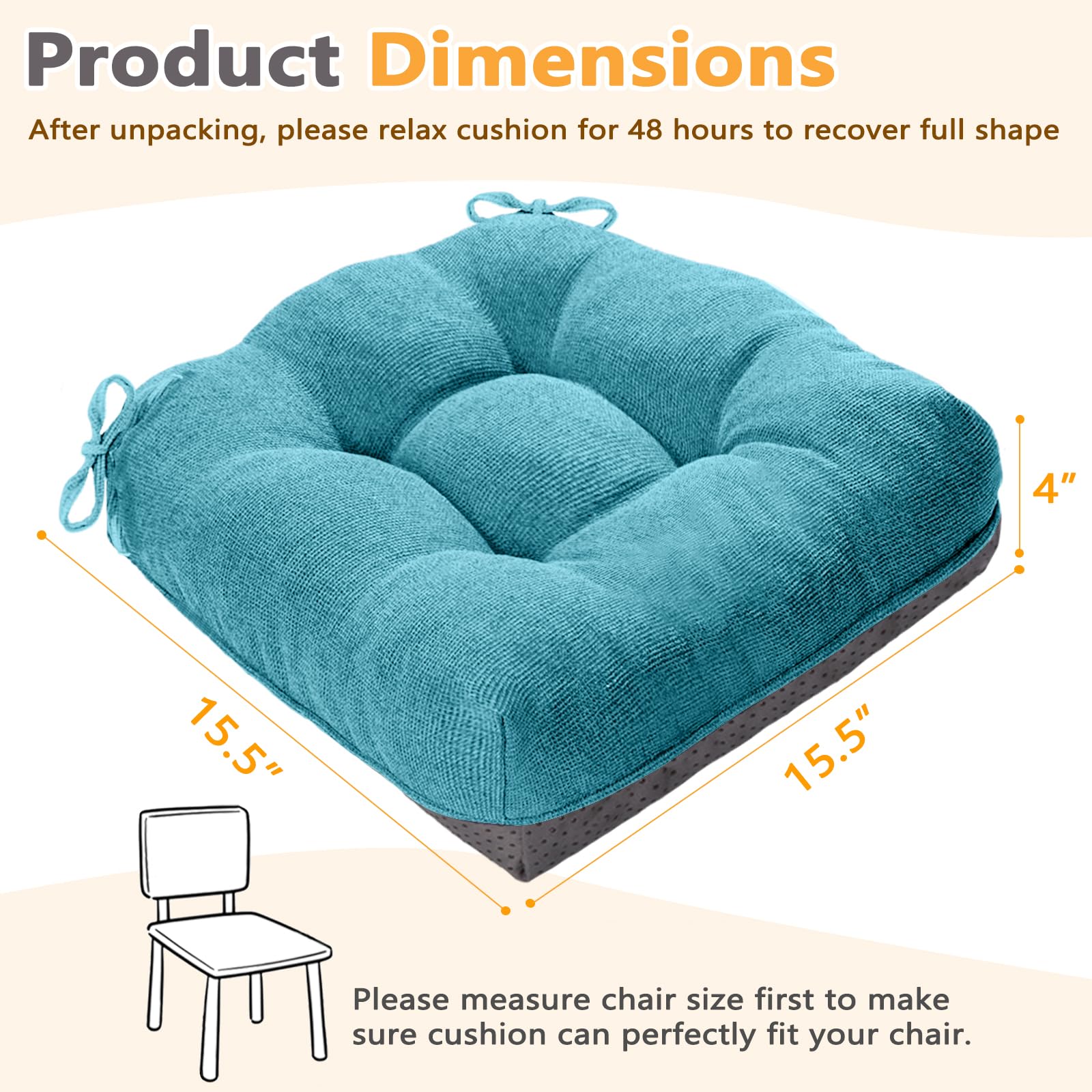 Memory Foam Dining Chair Cushions Set of 4