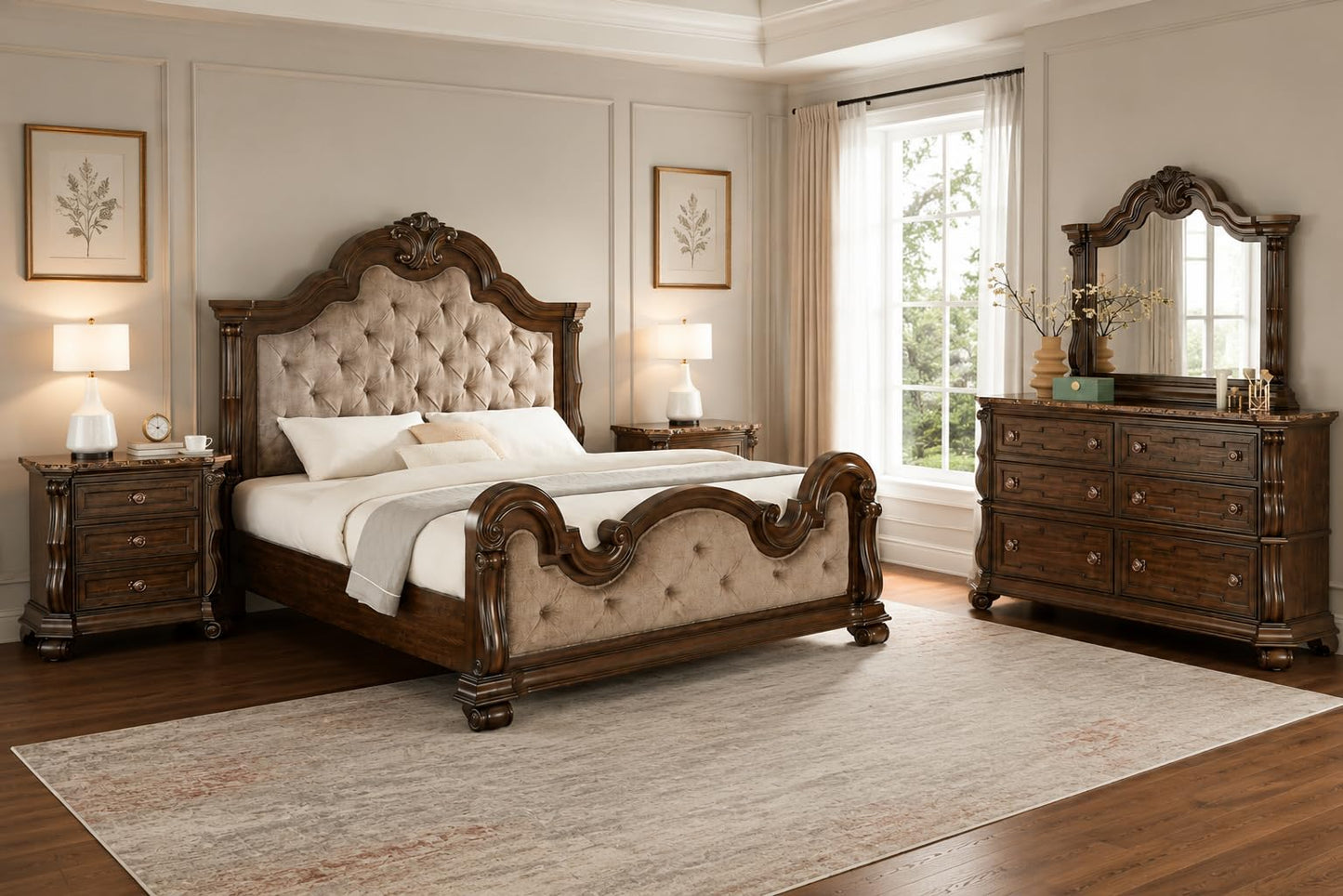 Traditional Tufted Platform Bedroom Set