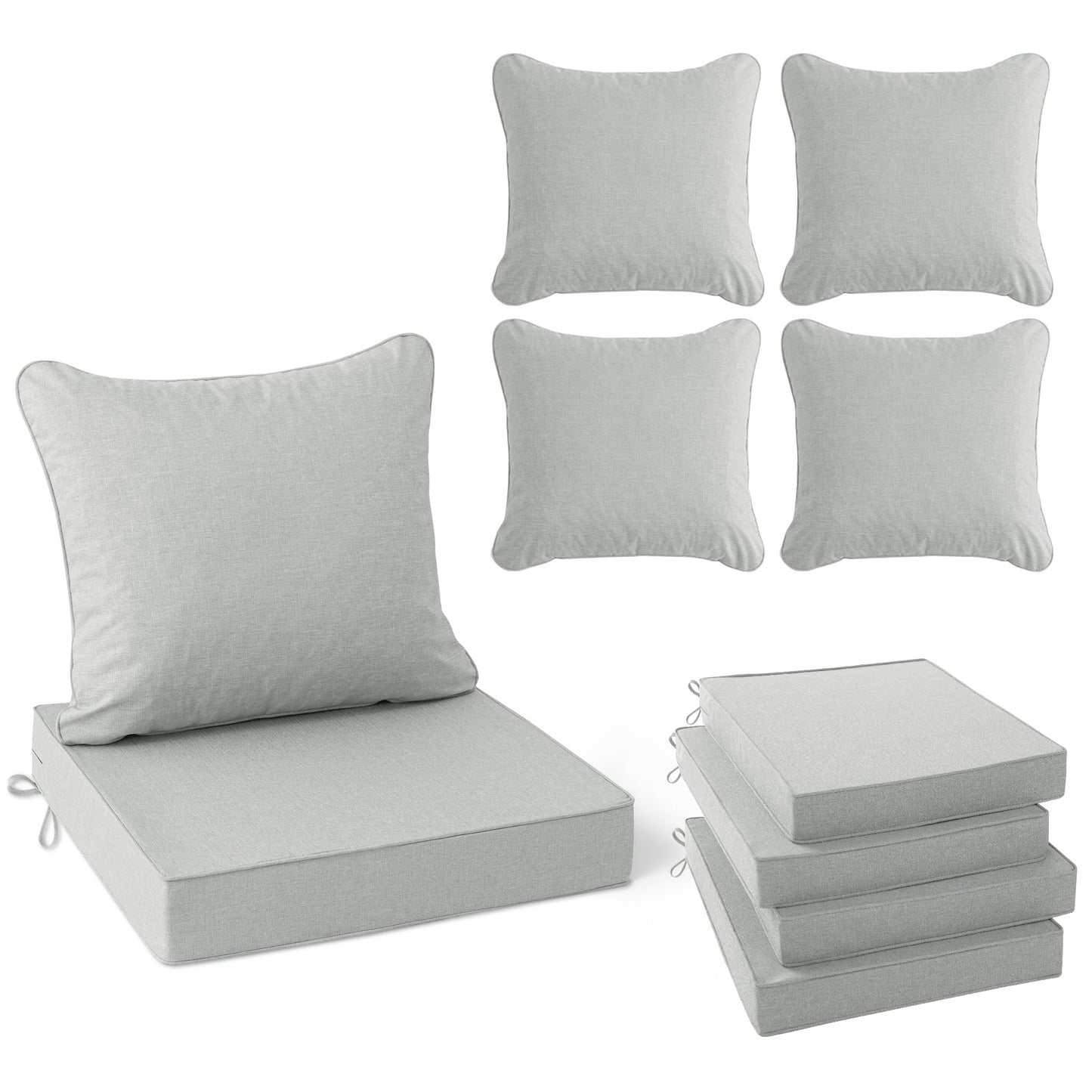 Faux Linen Outdoor Chair Cushion Set
