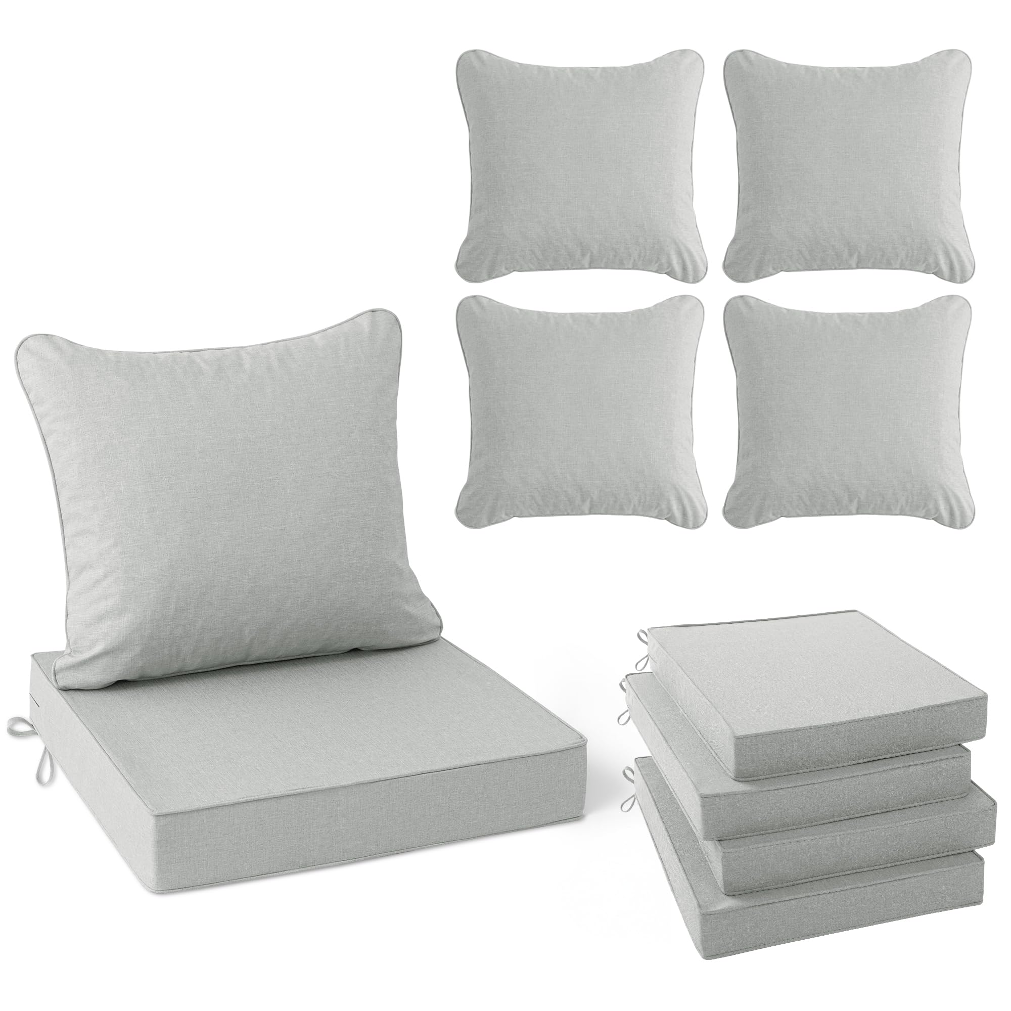 Faux Linen Outdoor Chair Cushion Set