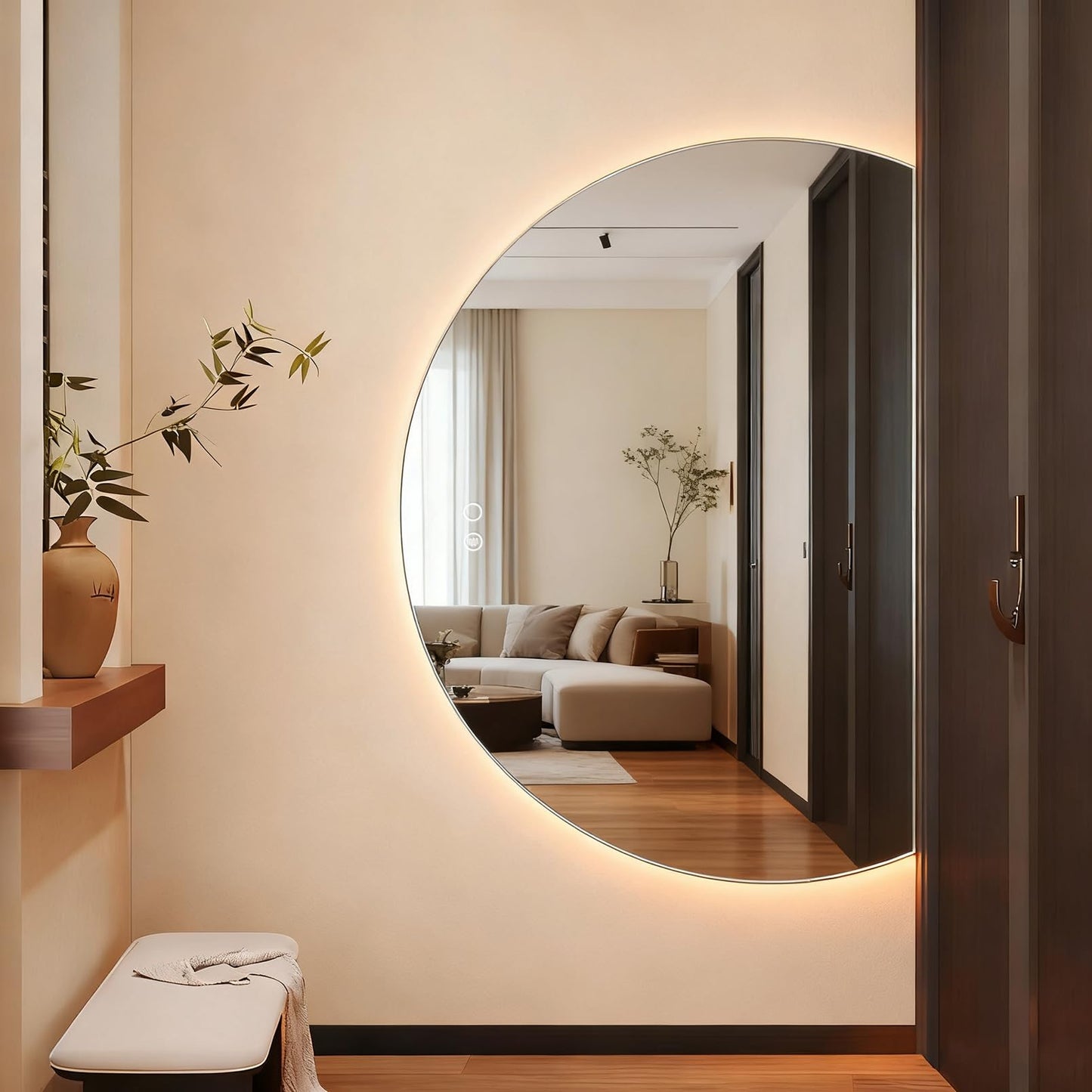 Modern Half Moon LED Wall Mirror