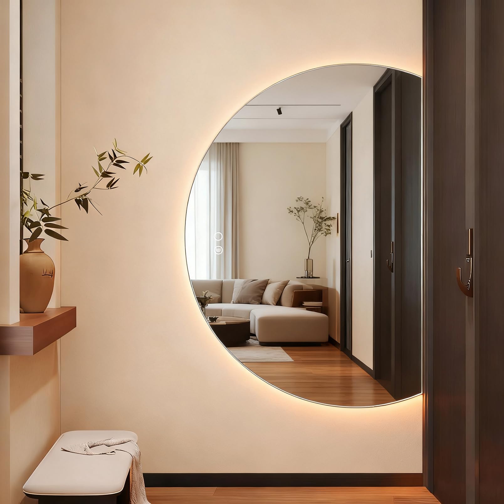 Modern Half Moon LED Wall Mirror
