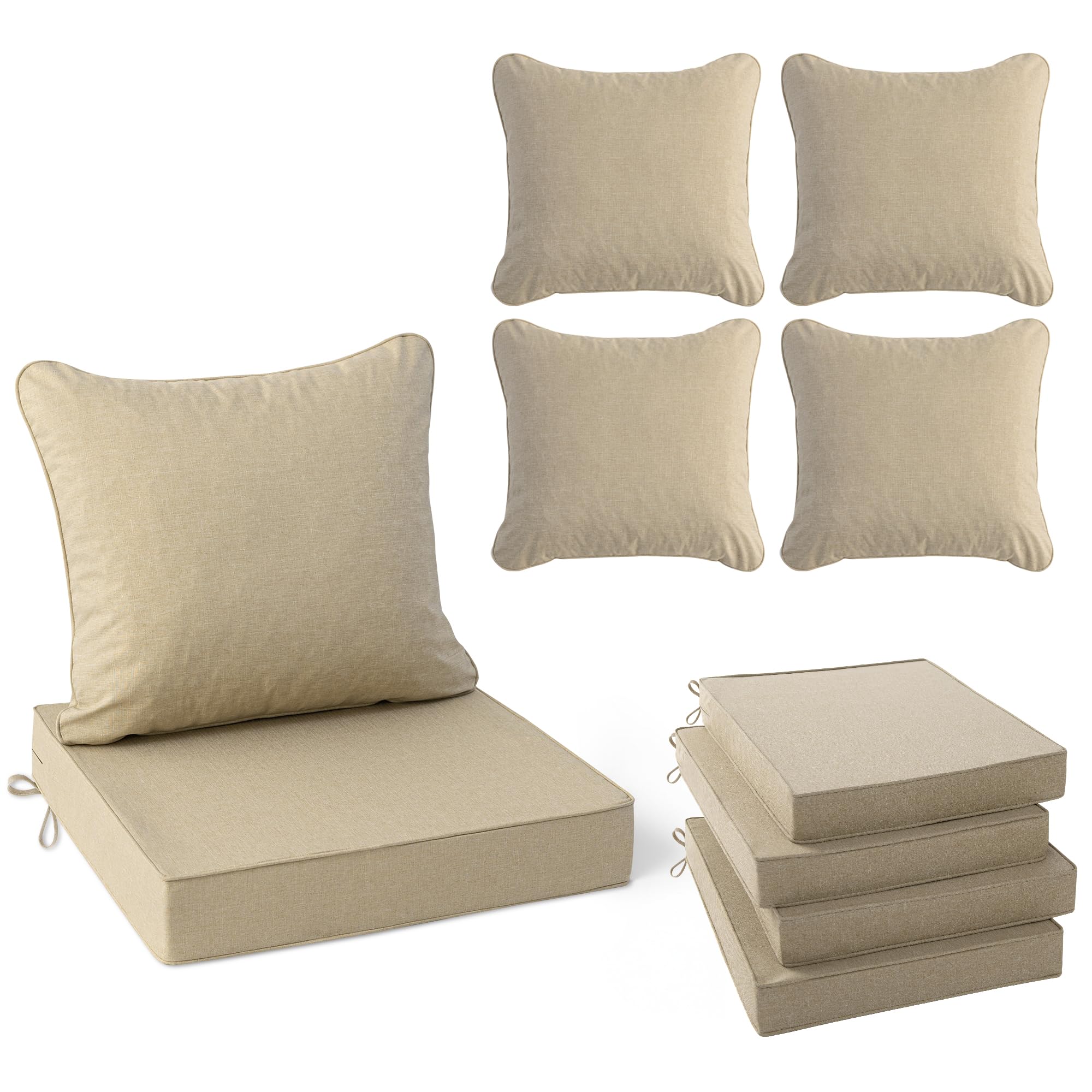 Faux Linen Outdoor Chair Cushion Set