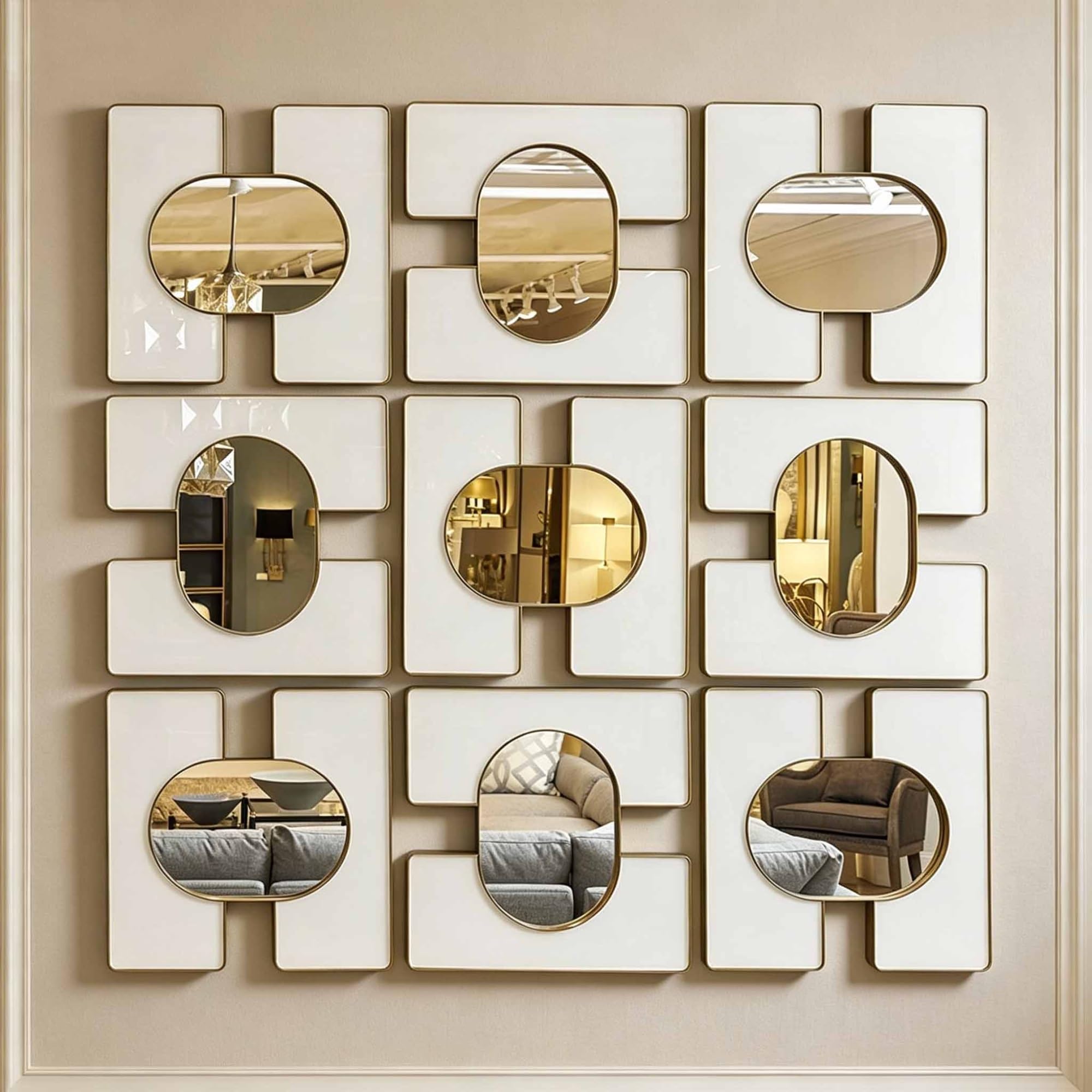 Gold Framed Decorative Wall Mirror Set