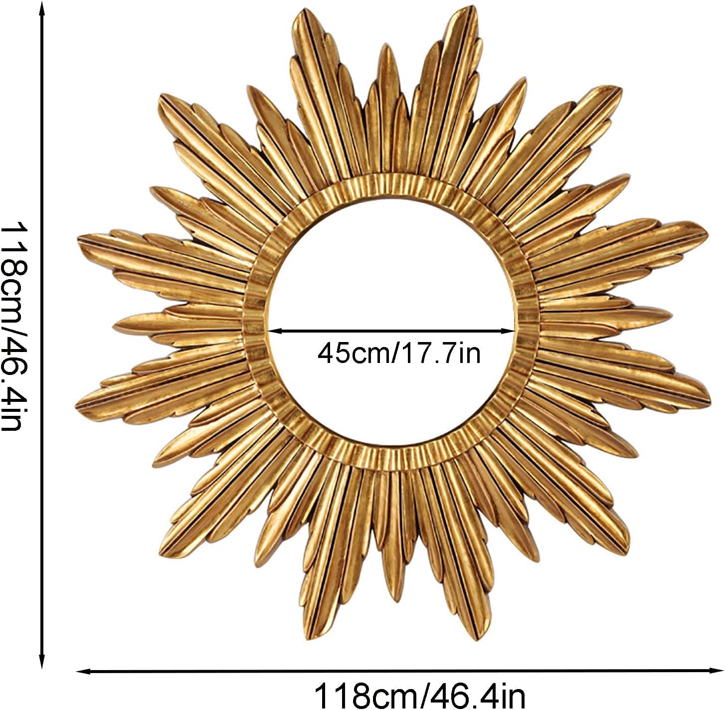 Gold Sunburst Round Decorative Wall Mirror