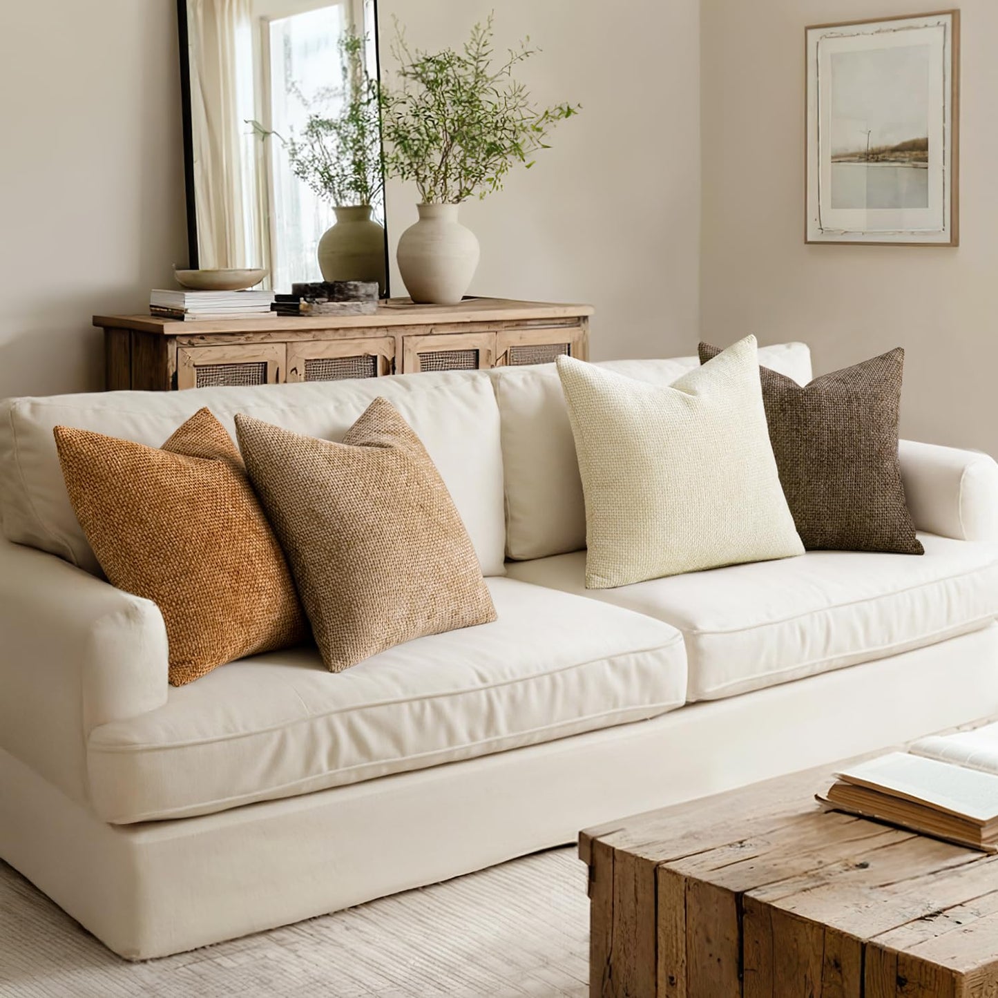 Chenille Decorative Pillow Covers Set of 4