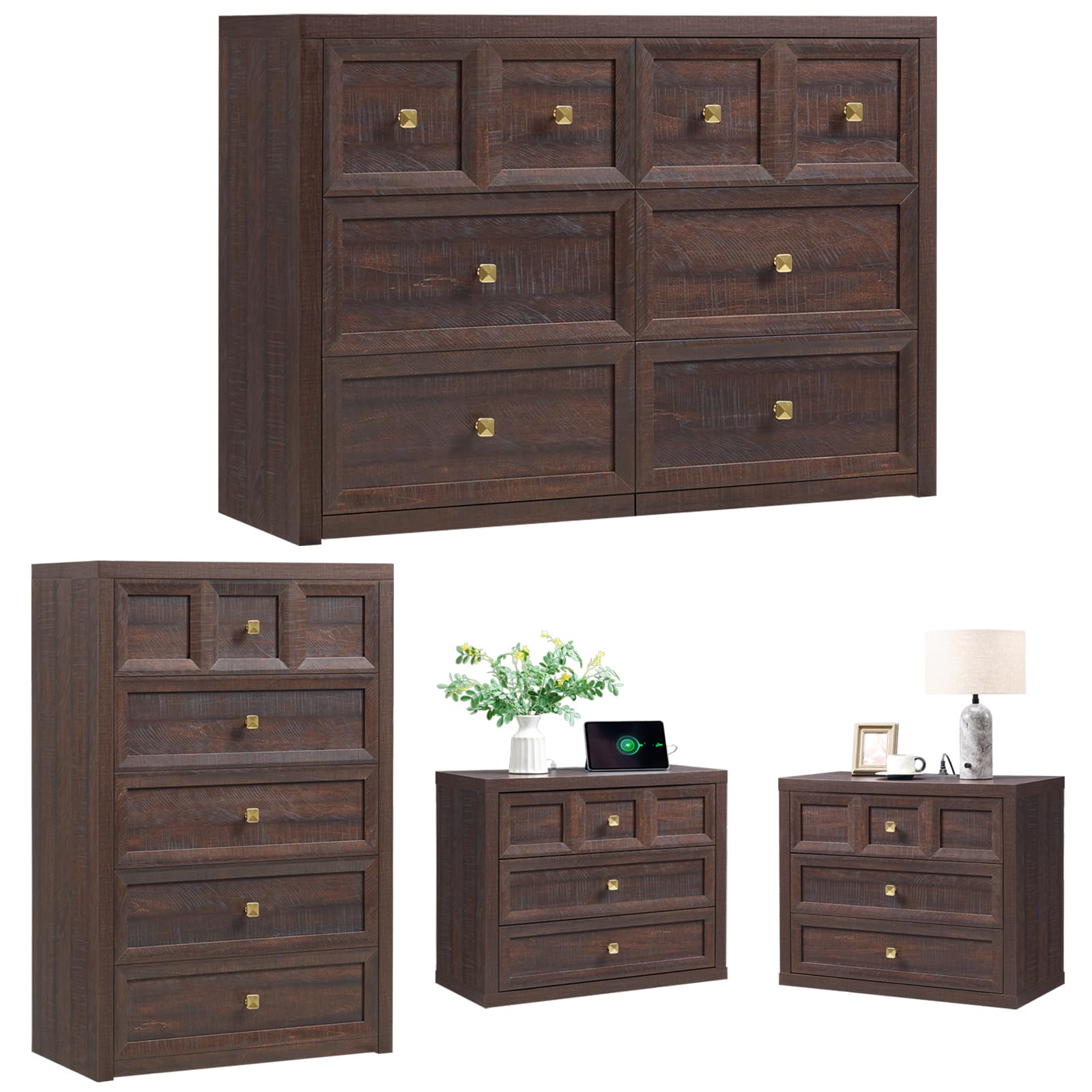 Bedroom Dresser and Nightstands Set
