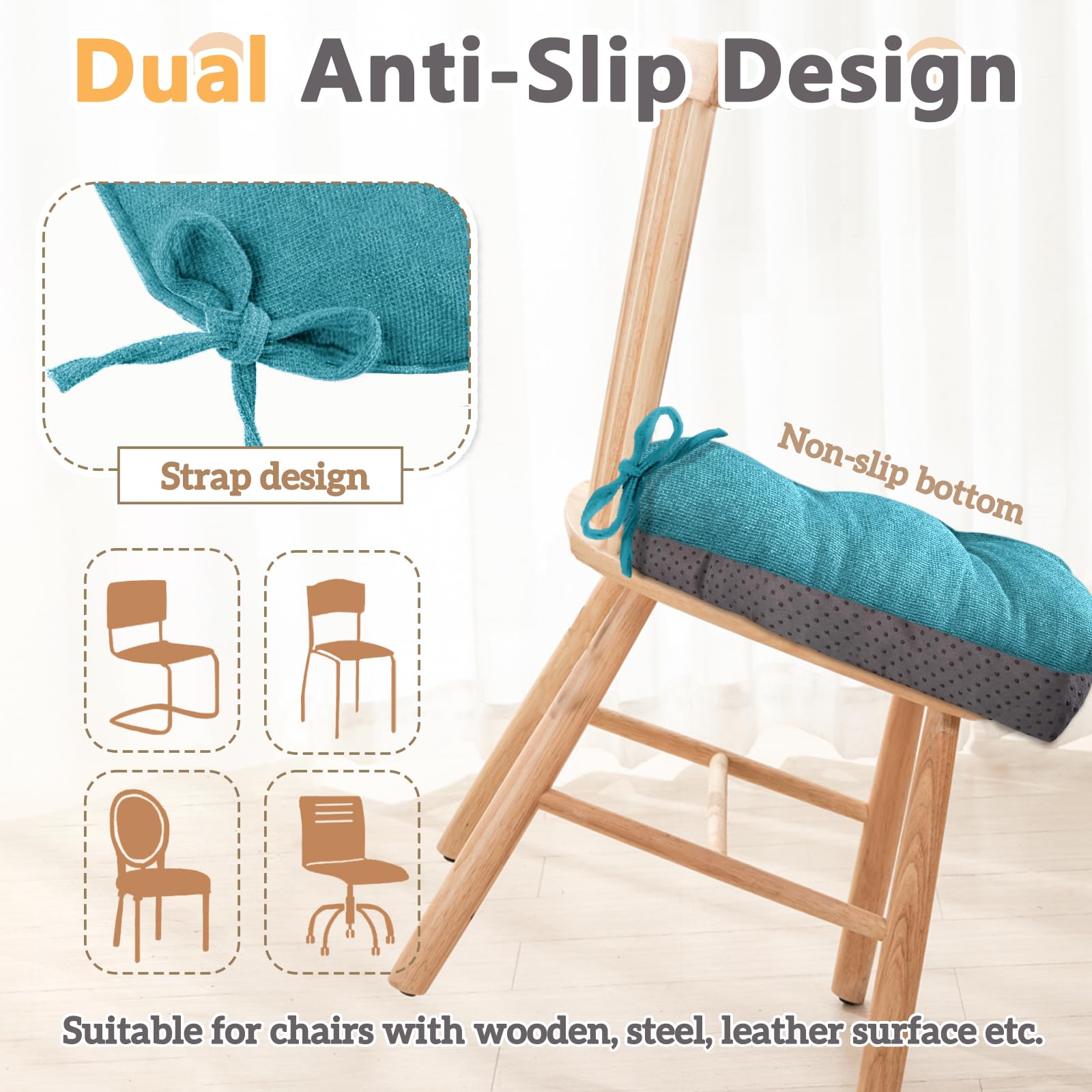 Memory Foam Dining Chair Cushions Set of 4