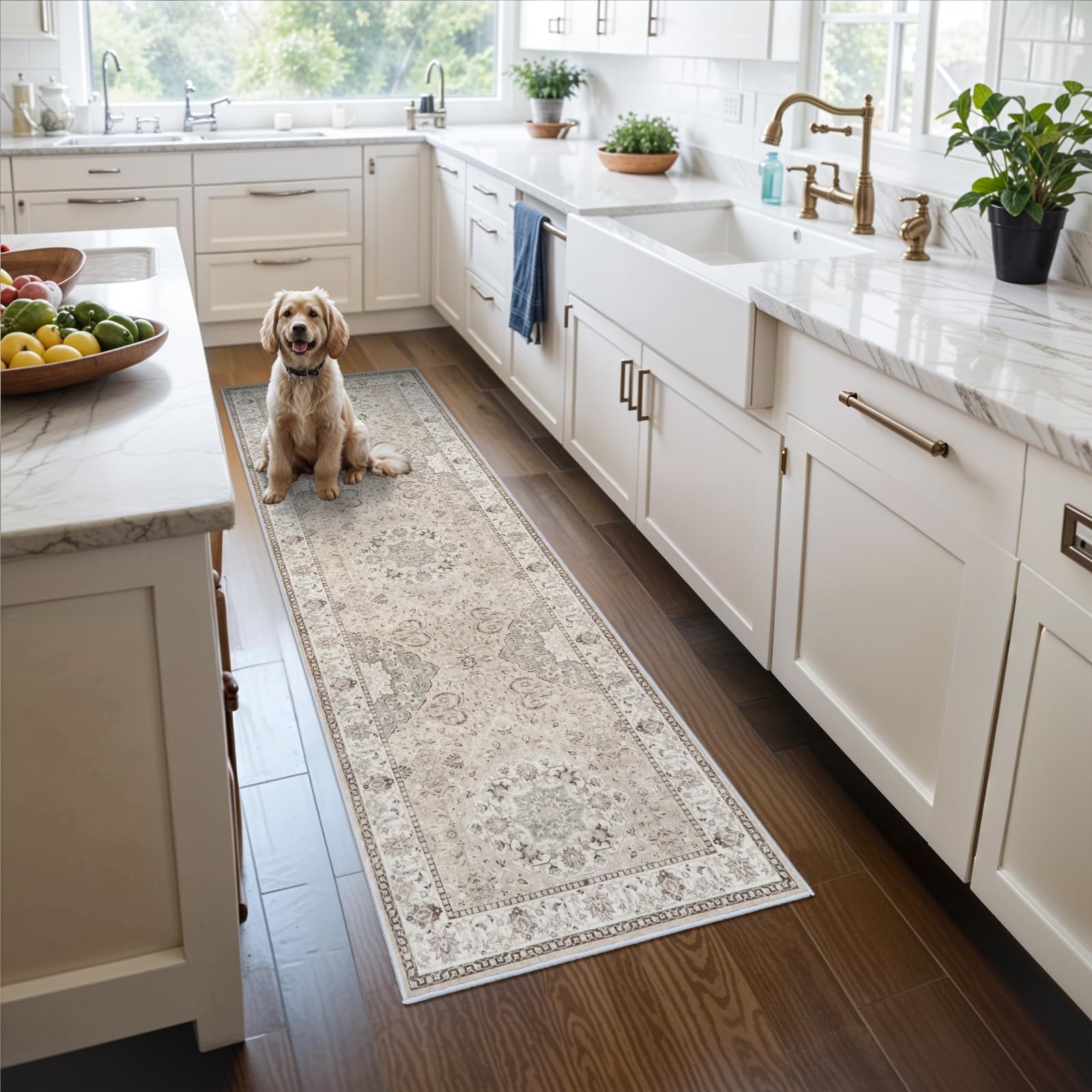 Washable Vintage Runner Rug 2x7