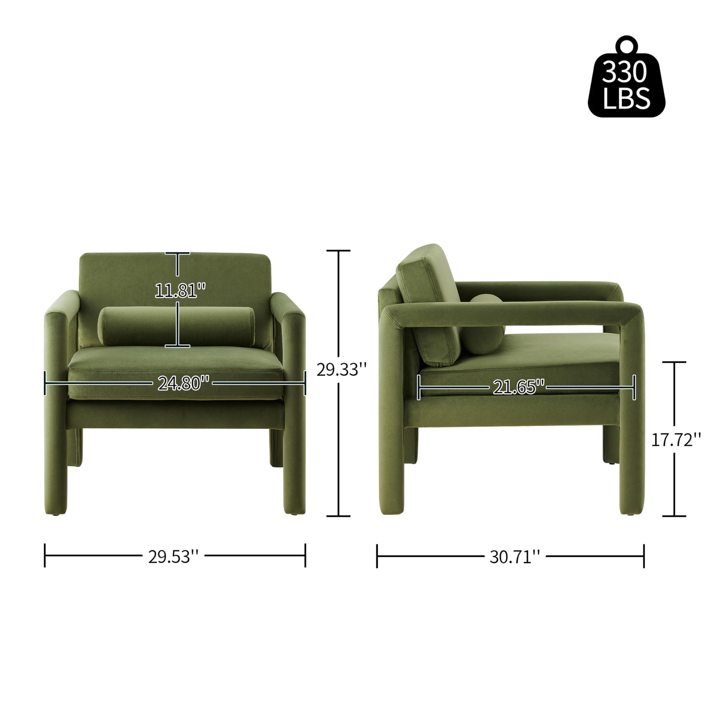 Modern Velvet Accent Chair with Pillow