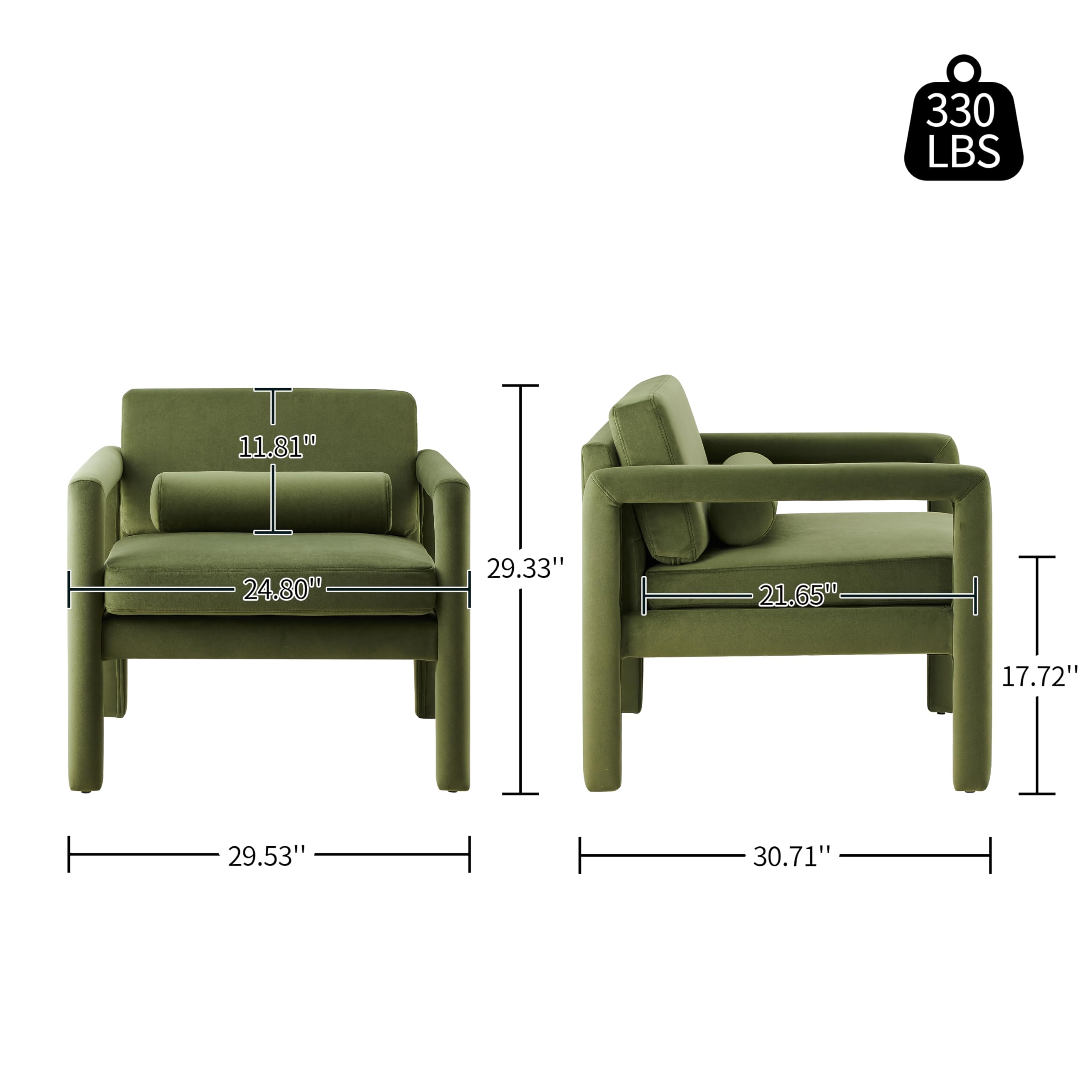 Modern Velvet Accent Chair with Pillow