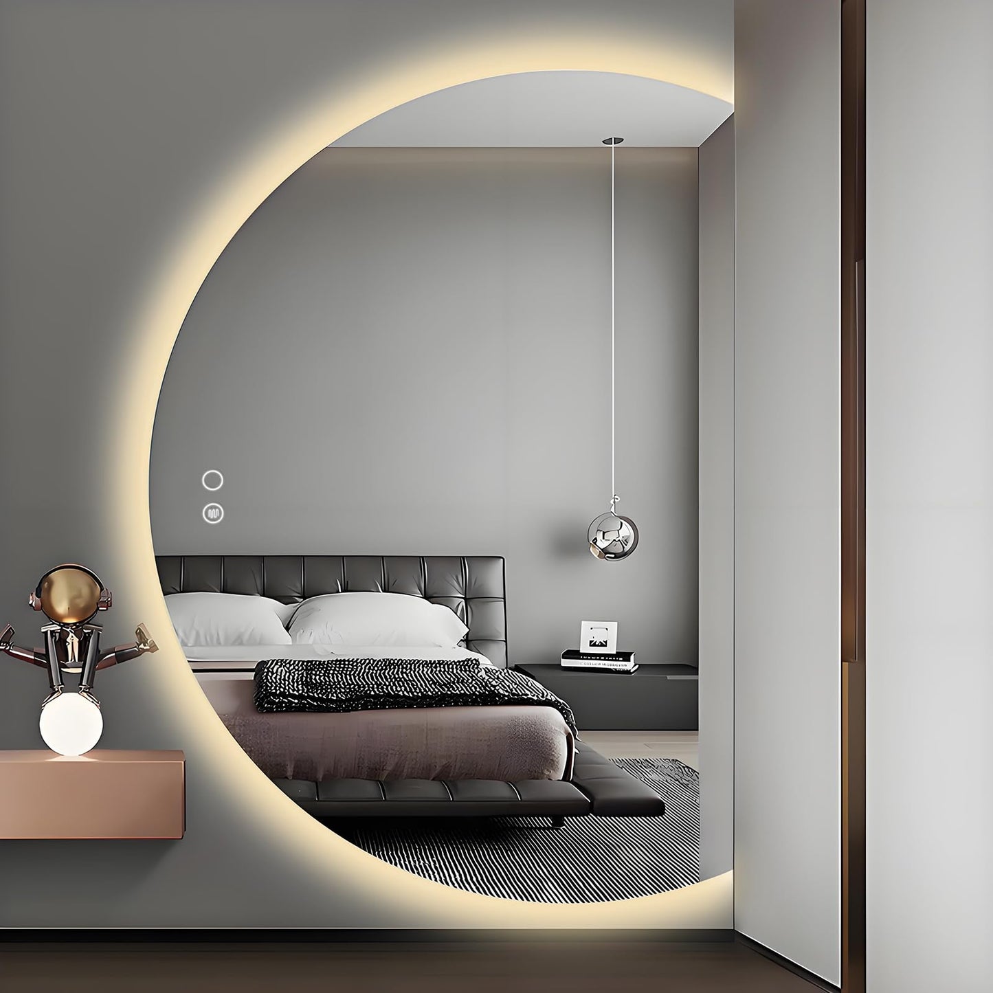 Modern Half Moon LED Wall Mirror