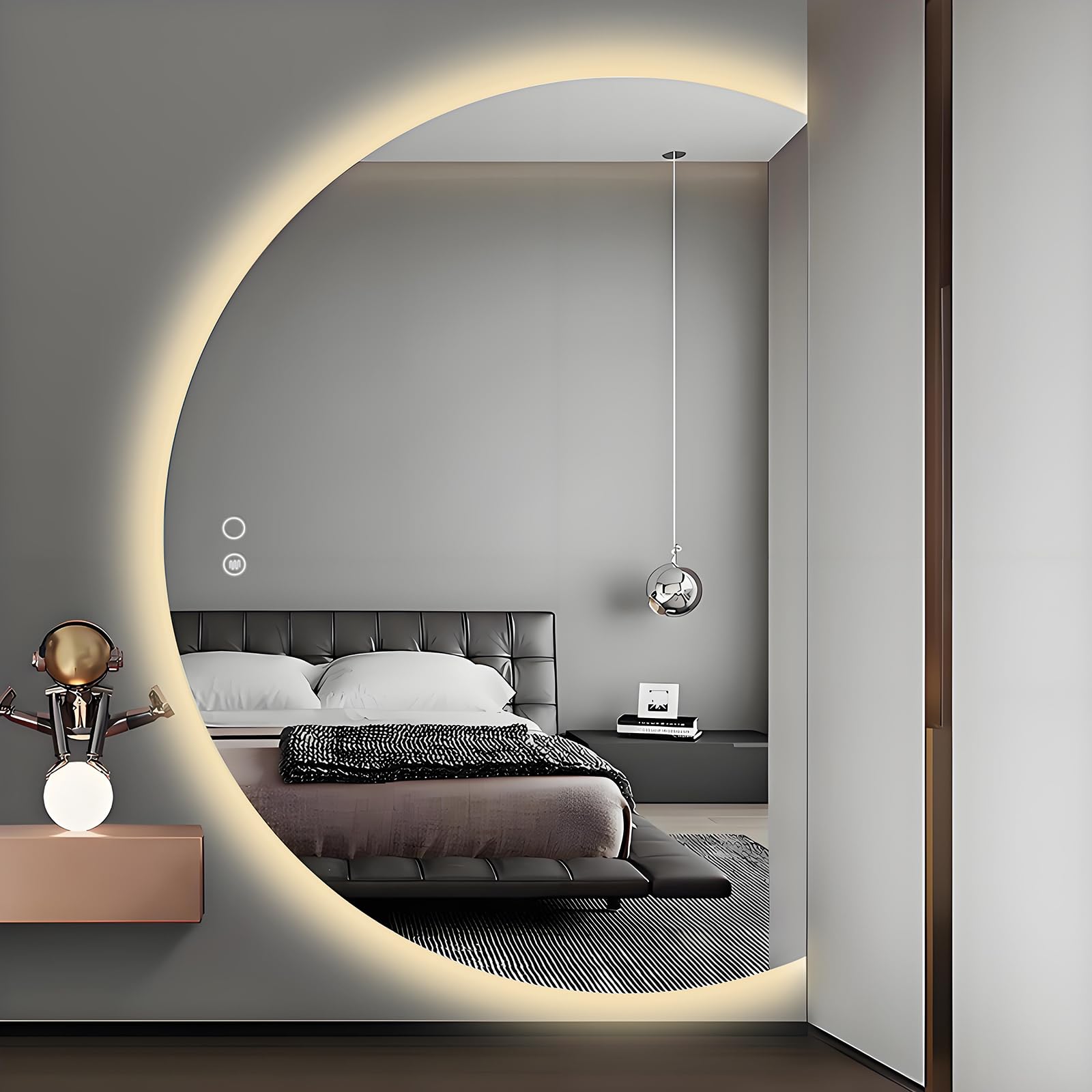 Modern Half Moon LED Wall Mirror