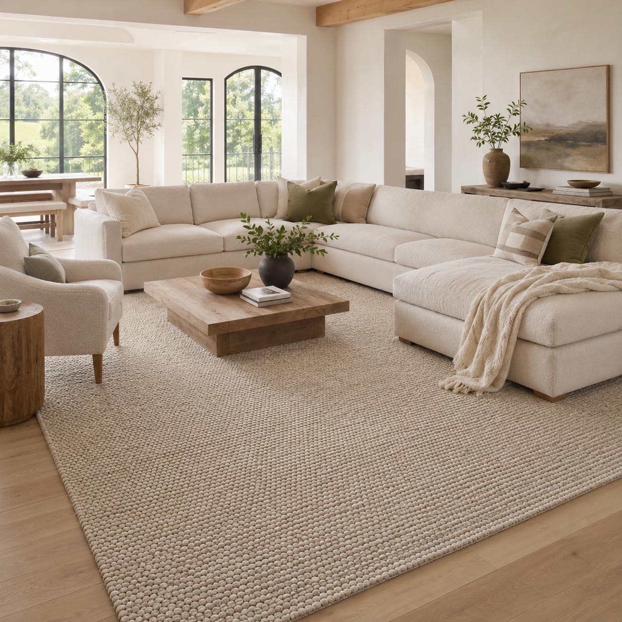 Chunky Knit Wool Area Rug