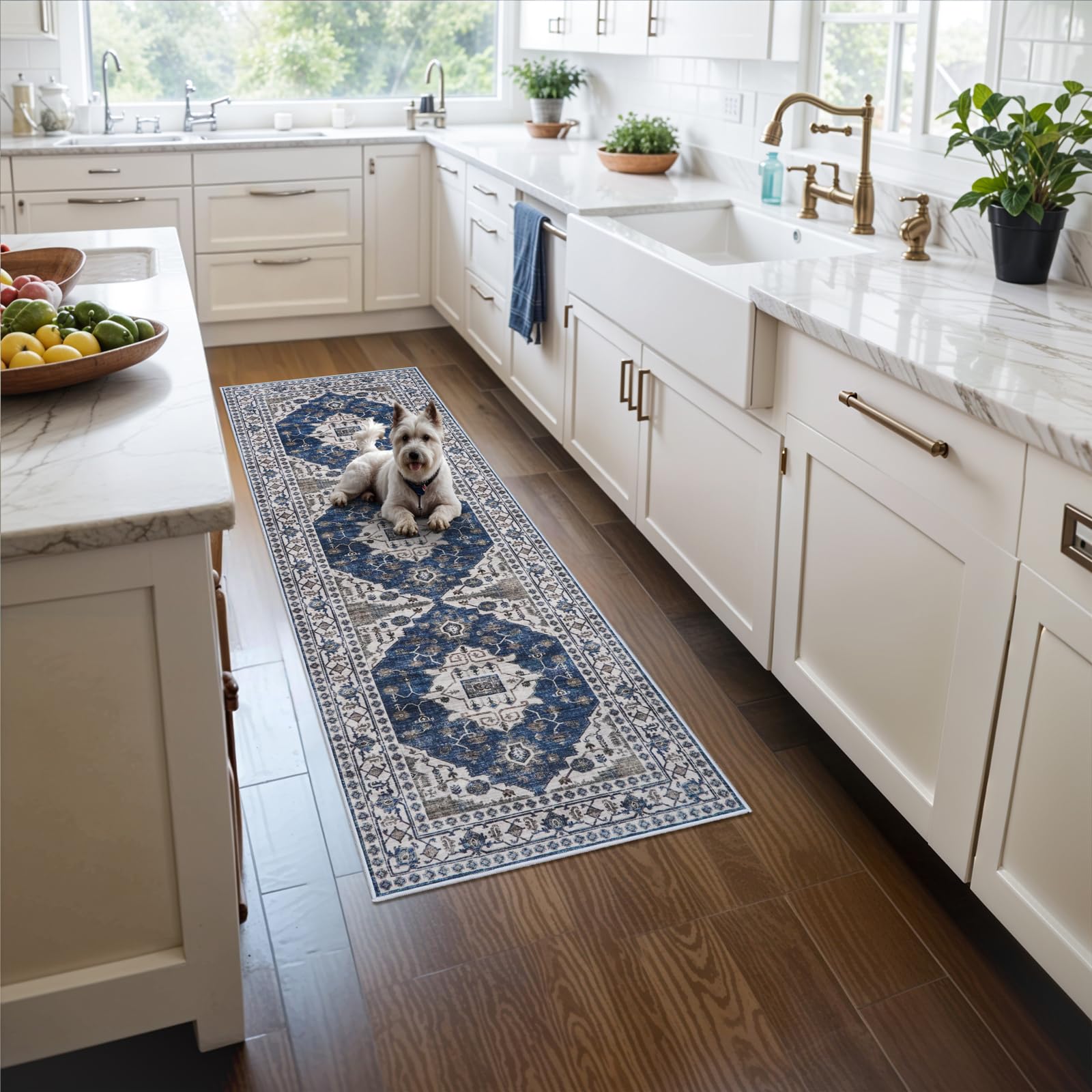 Washable Vintage Runner Rug 2x7