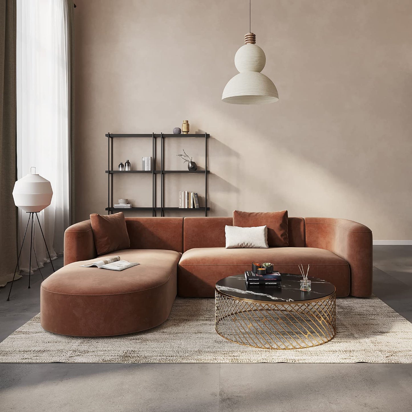 Luxury Curved Velvet Sofa for Living Room