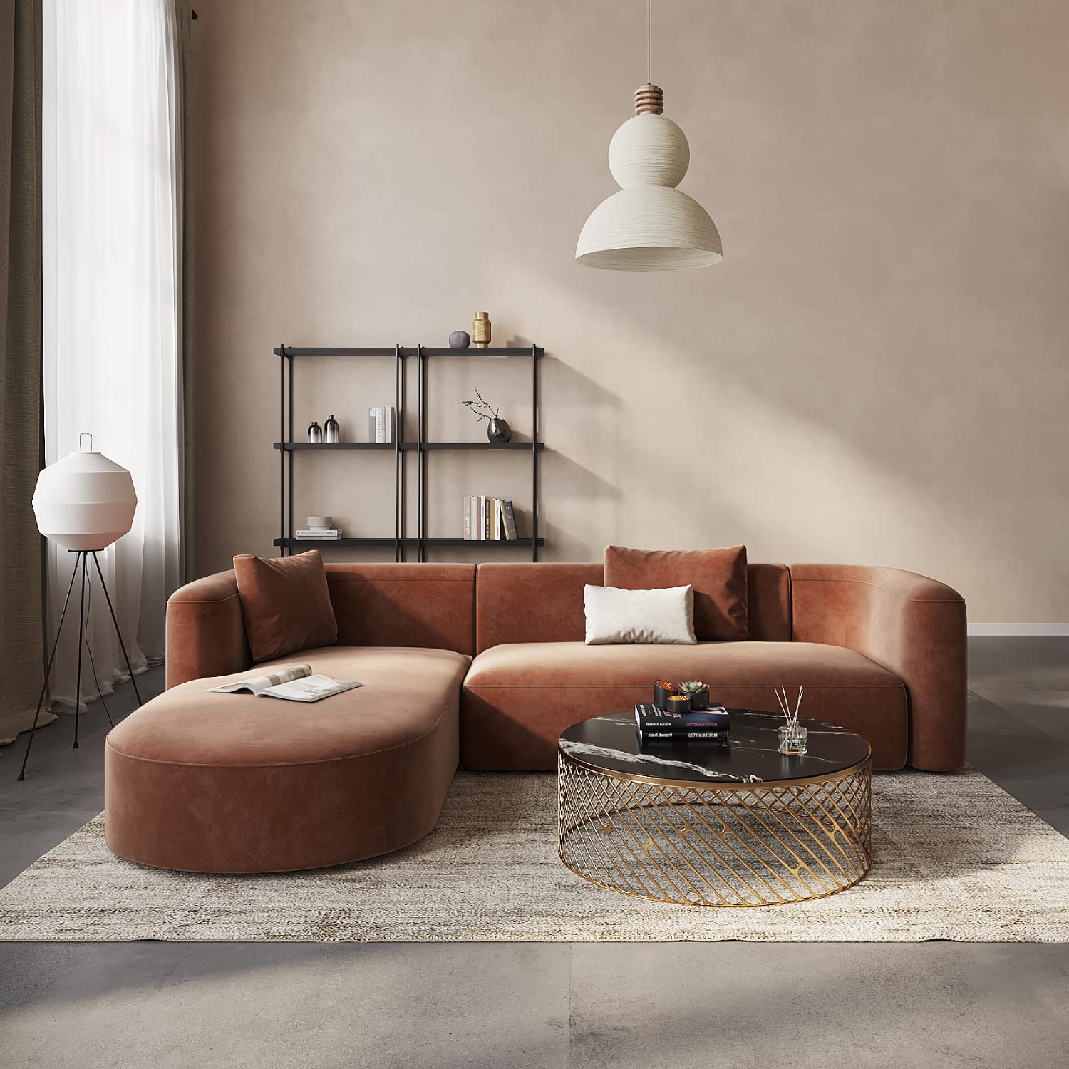 Luxury Curved Velvet Sofa for Living Room