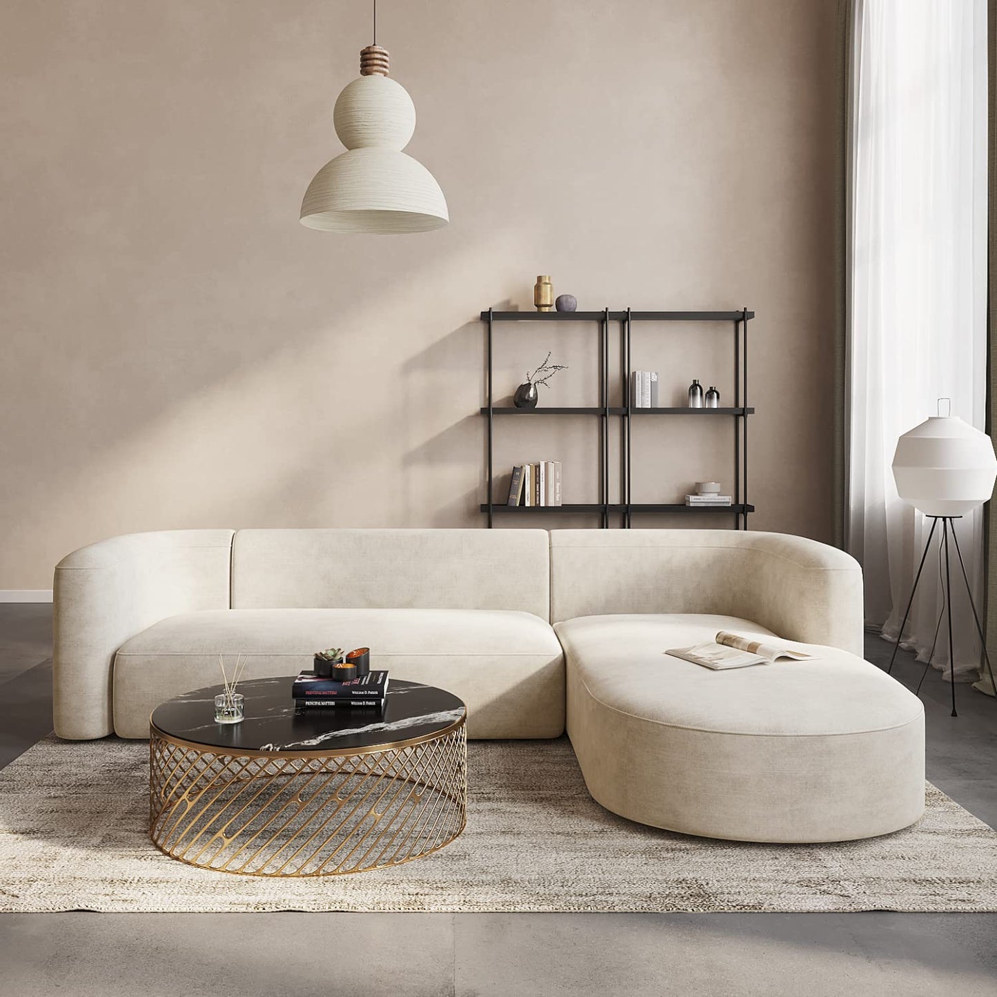 Luxury Curved Velvet Sofa for Living Room