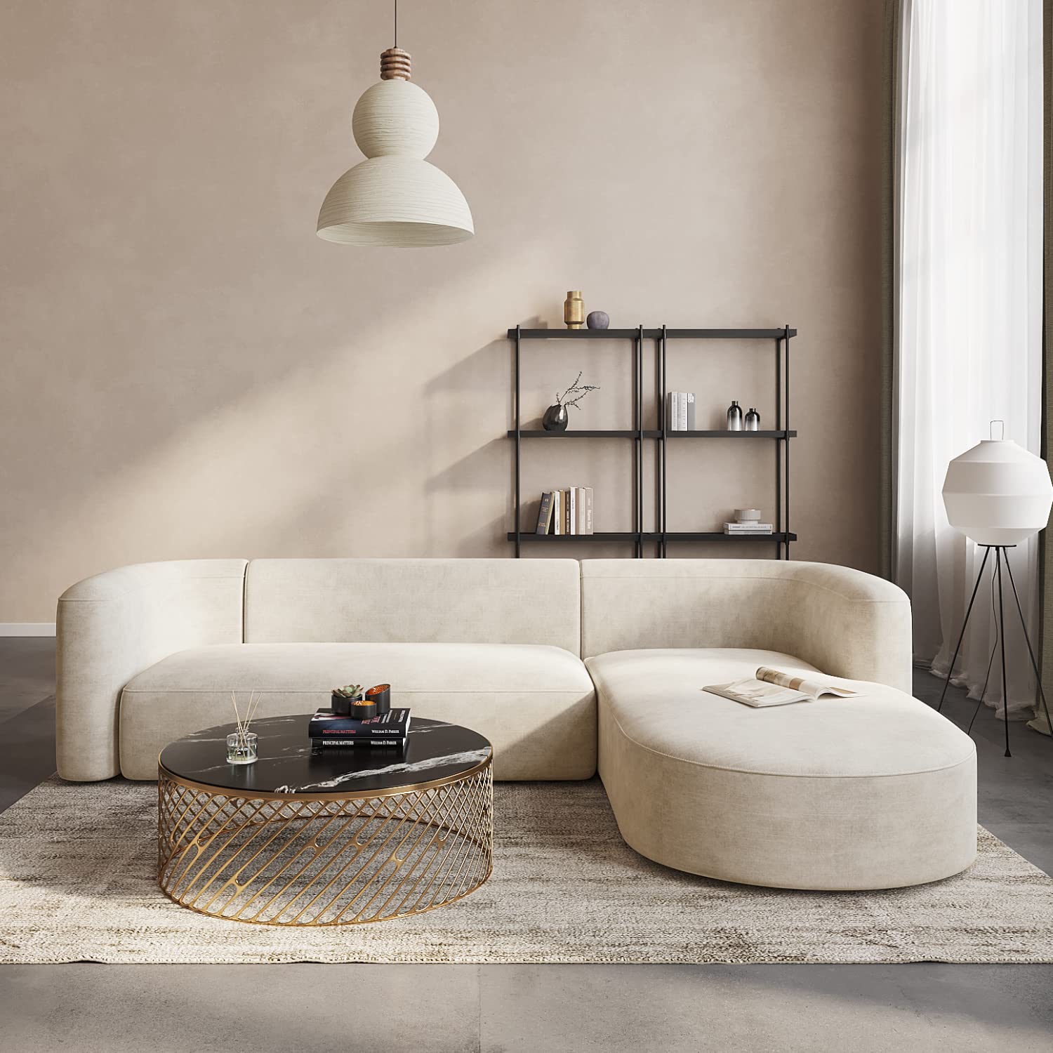 Luxury Curved Velvet Sofa for Living Room