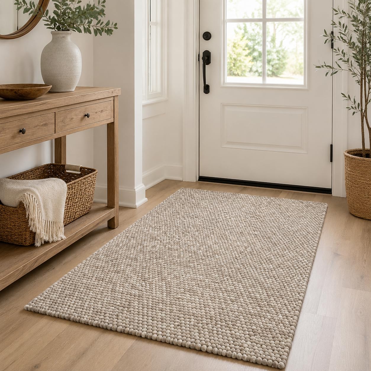 Chunky Knit Wool Area Rug