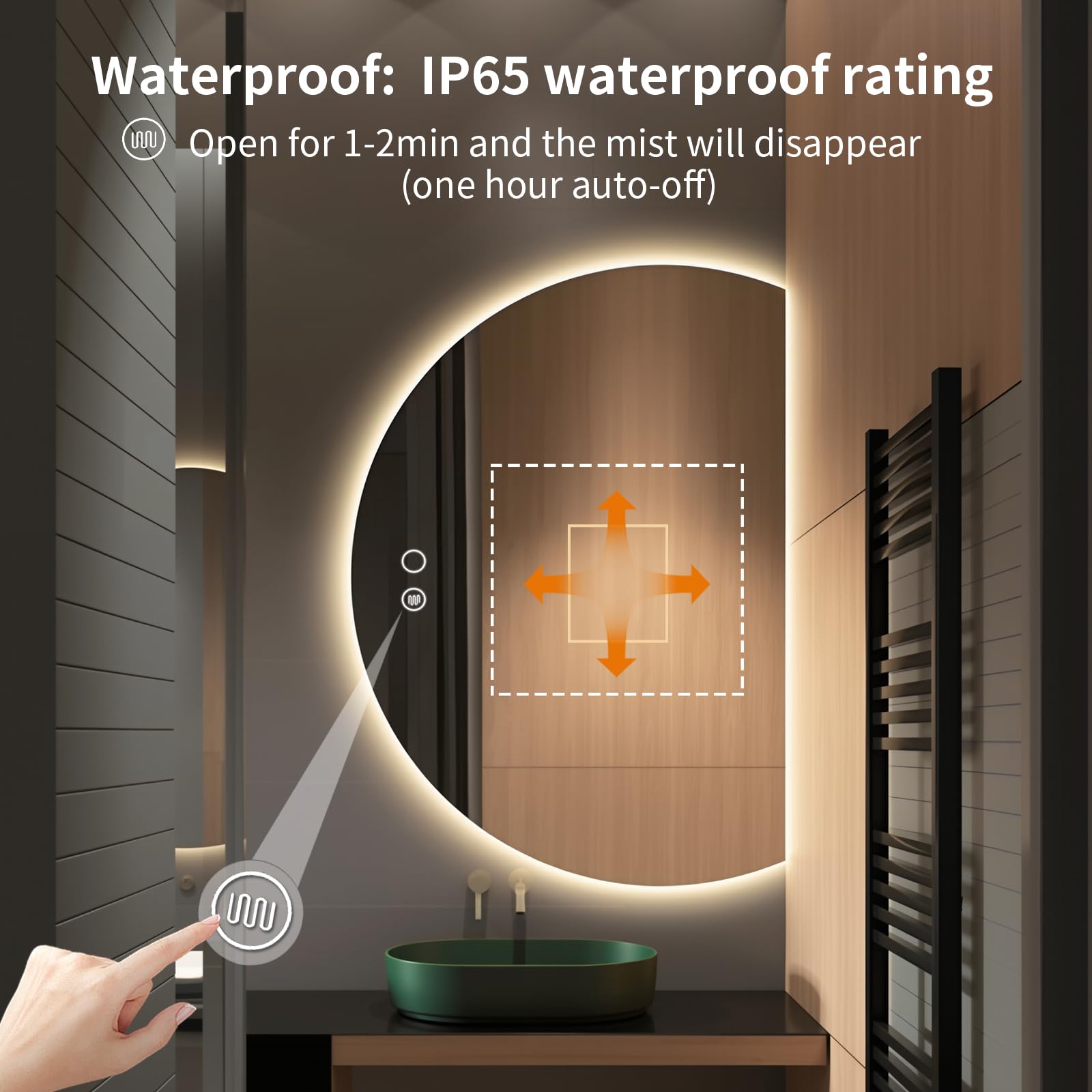 Modern Half Moon LED Wall Mirror
