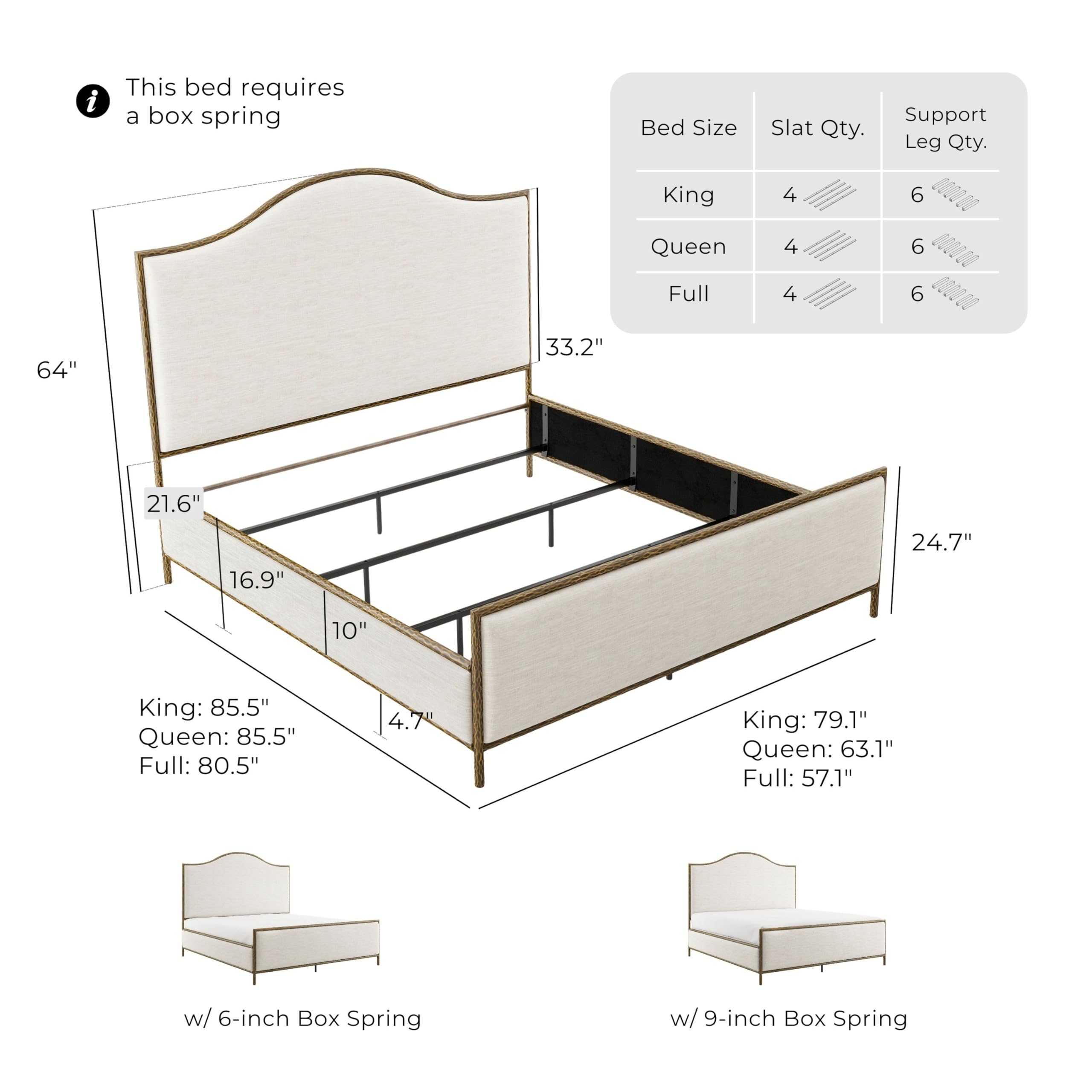 Hammered Metal Upholstered Bed with Headboard