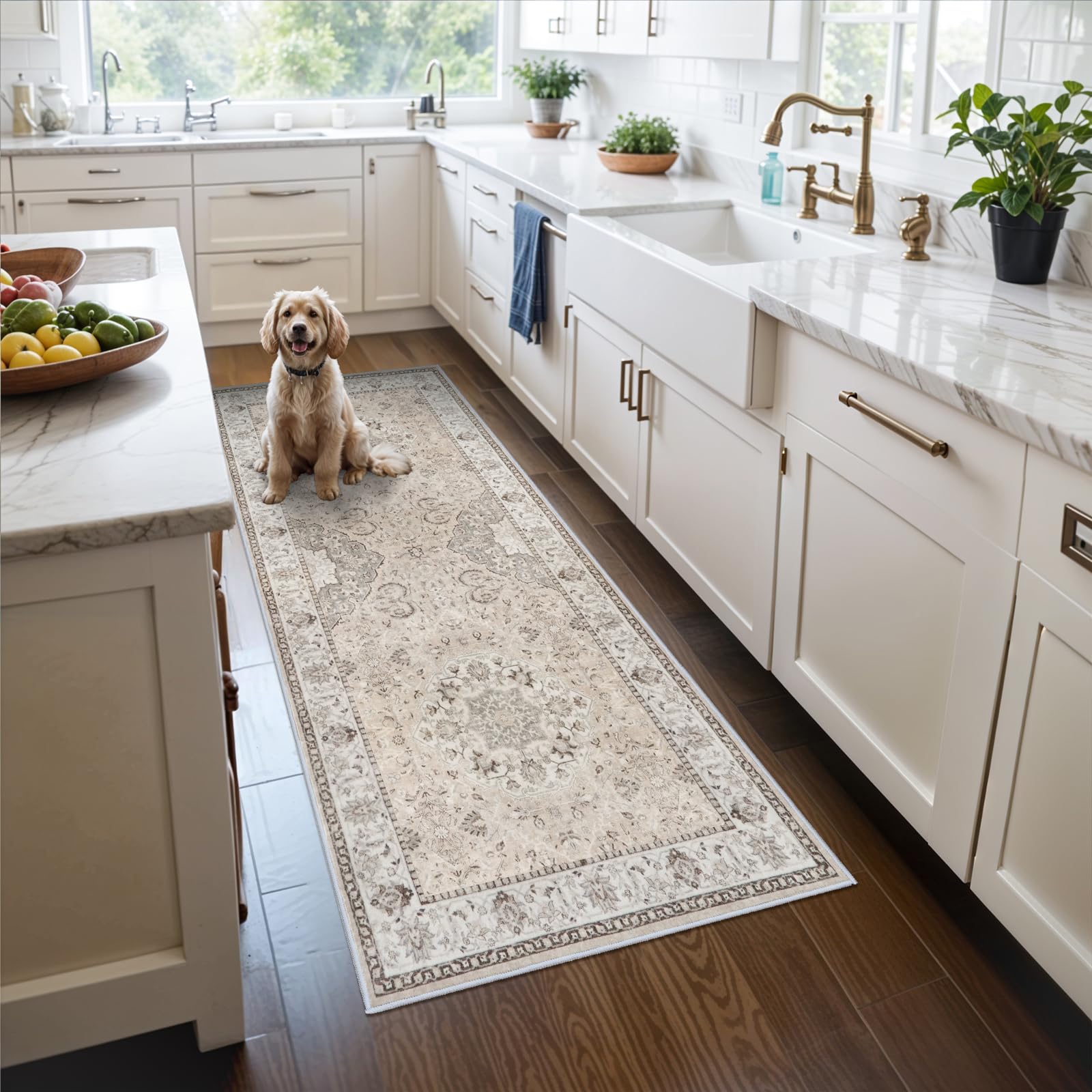 Washable Vintage Runner Rug 2x7