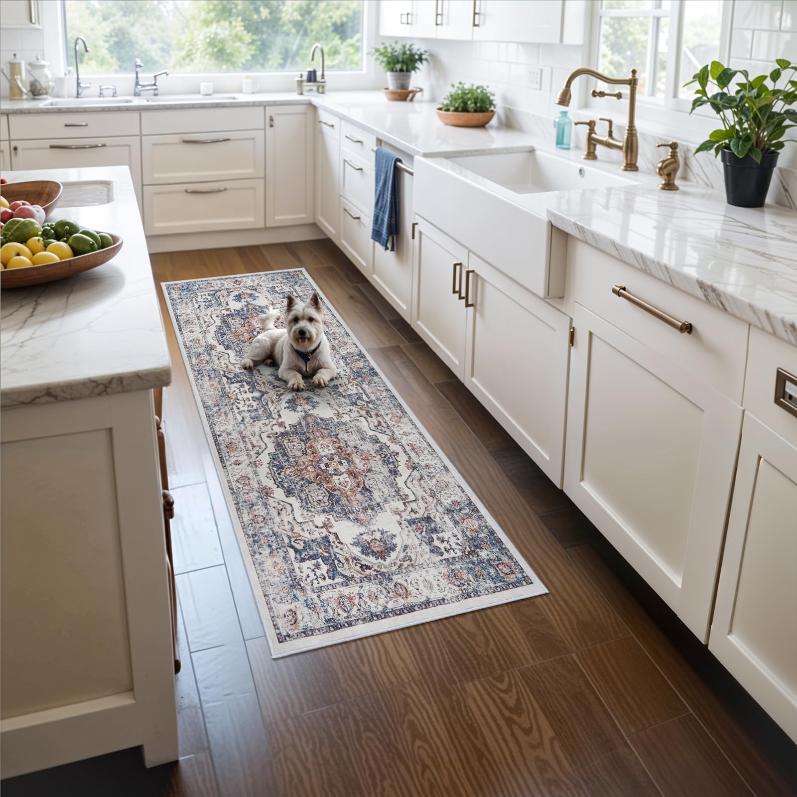 Washable Vintage Runner Rug 2x7