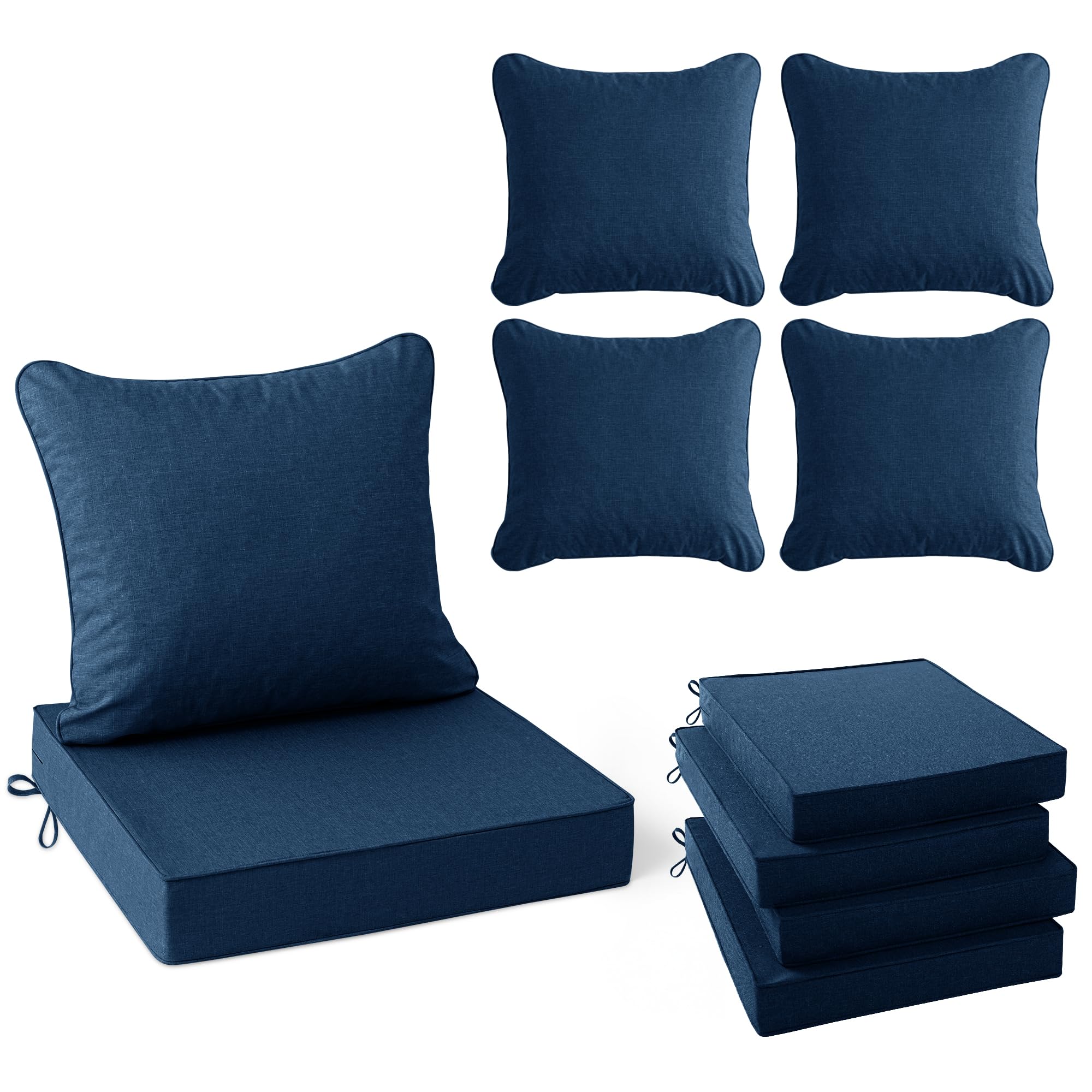 Faux Linen Outdoor Chair Cushion Set